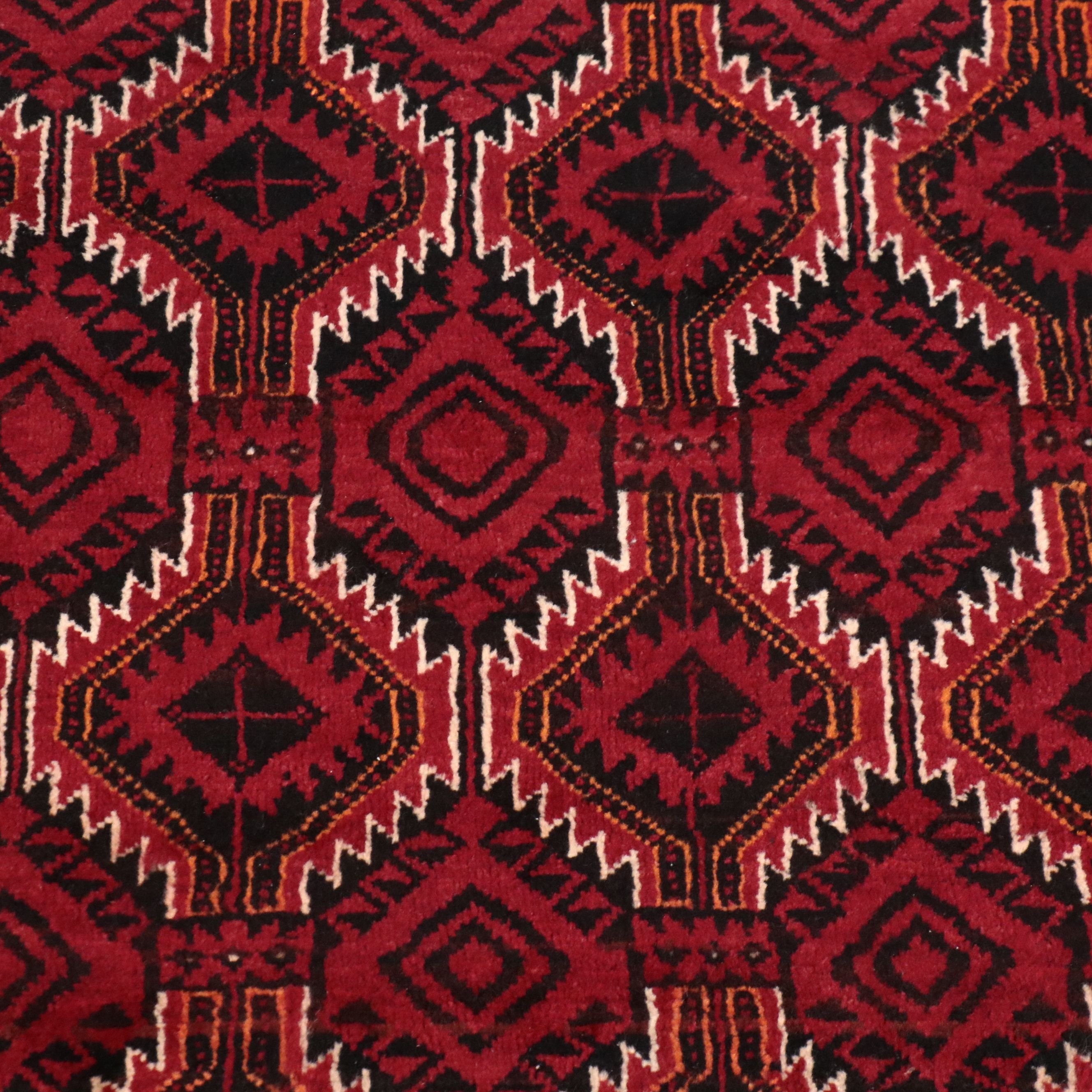 2'9 x 5'10 Hand-Knotted Afghan Baluch Accent Rug