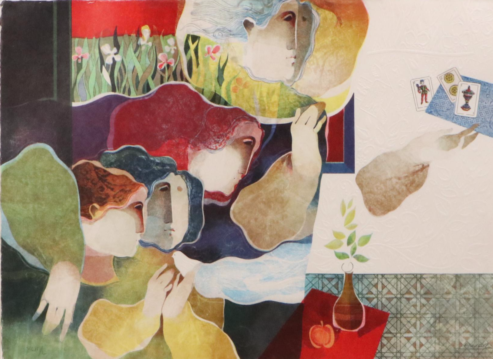 Alvar Sunol Munoz-Ramos Embossed Aquatint Etching "La Bonne Chance"