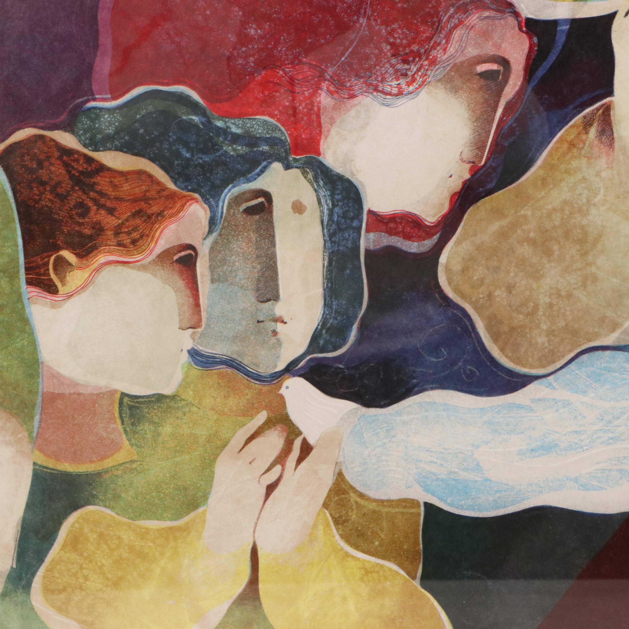 Alvar Sunol Munoz-Ramos Embossed Aquatint Etching "La Bonne Chance"