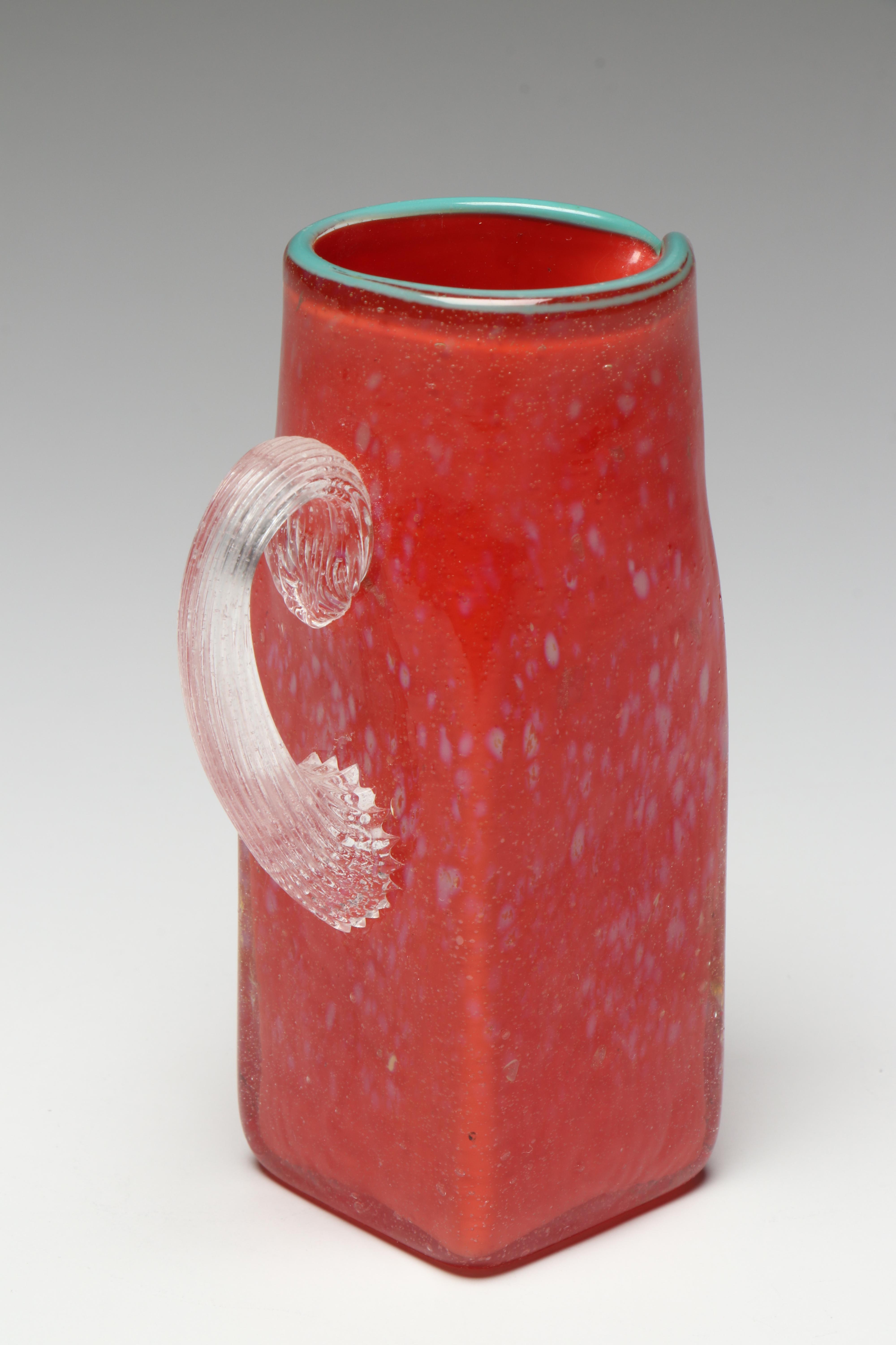 De Simone Italian Ceramic and Pinzette Art Glass Pitchers, Mid to Late 20th C.