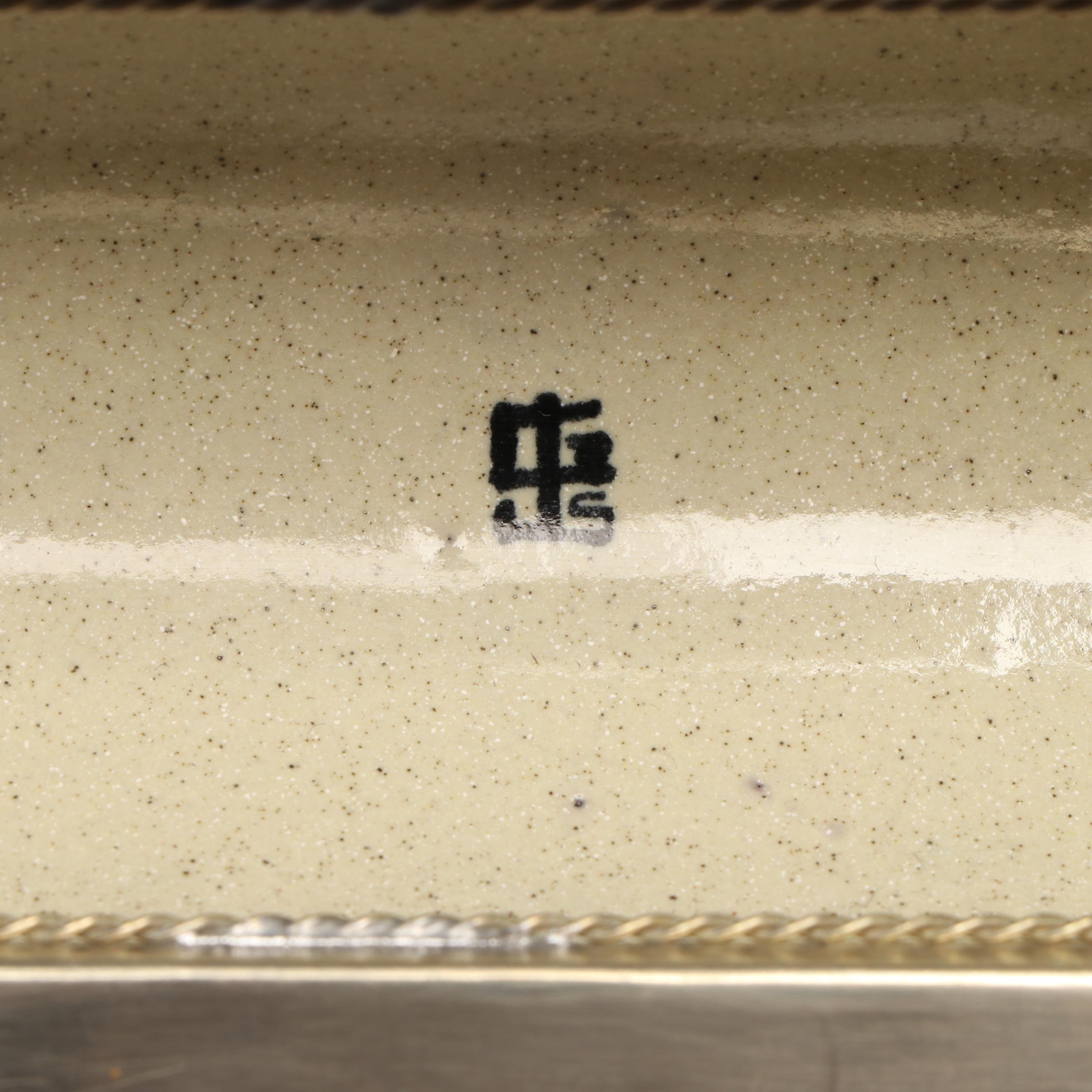 Blue Ceramic and Silver Plate Candle Holder and Decorative Box