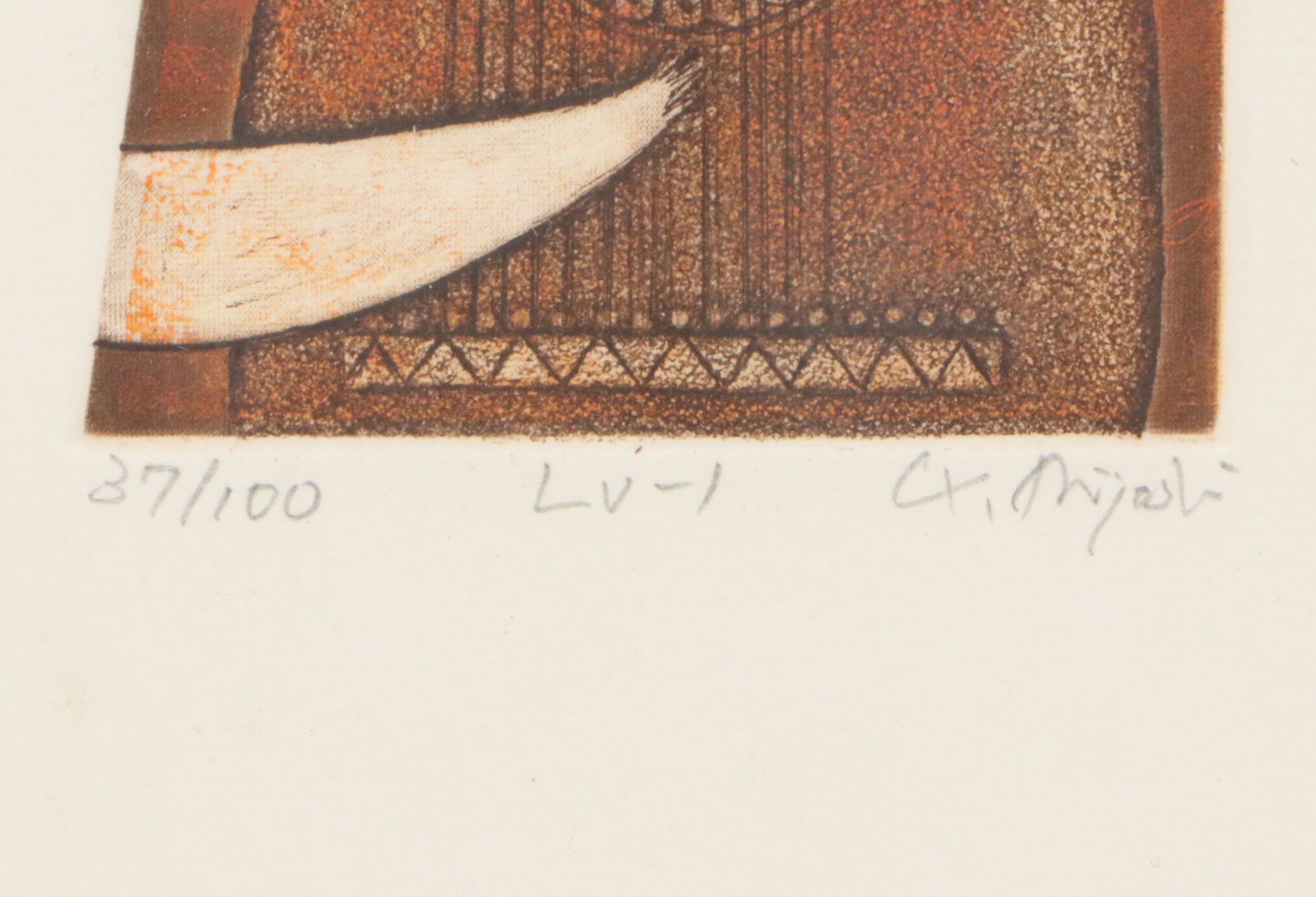 Etching of a Lute "LV-I"