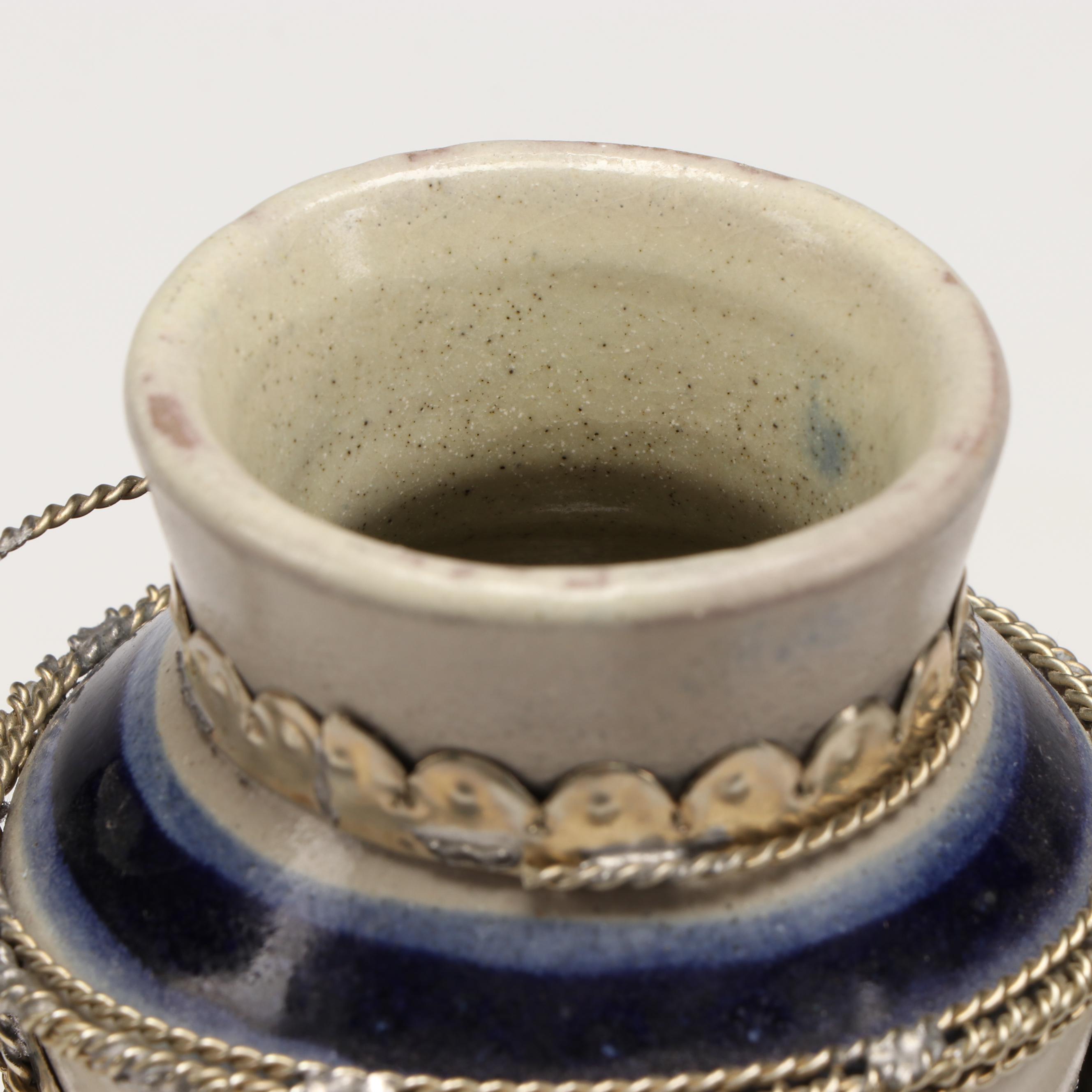 Ceramic and Silver Finish Decorative Box and Decorative Urn