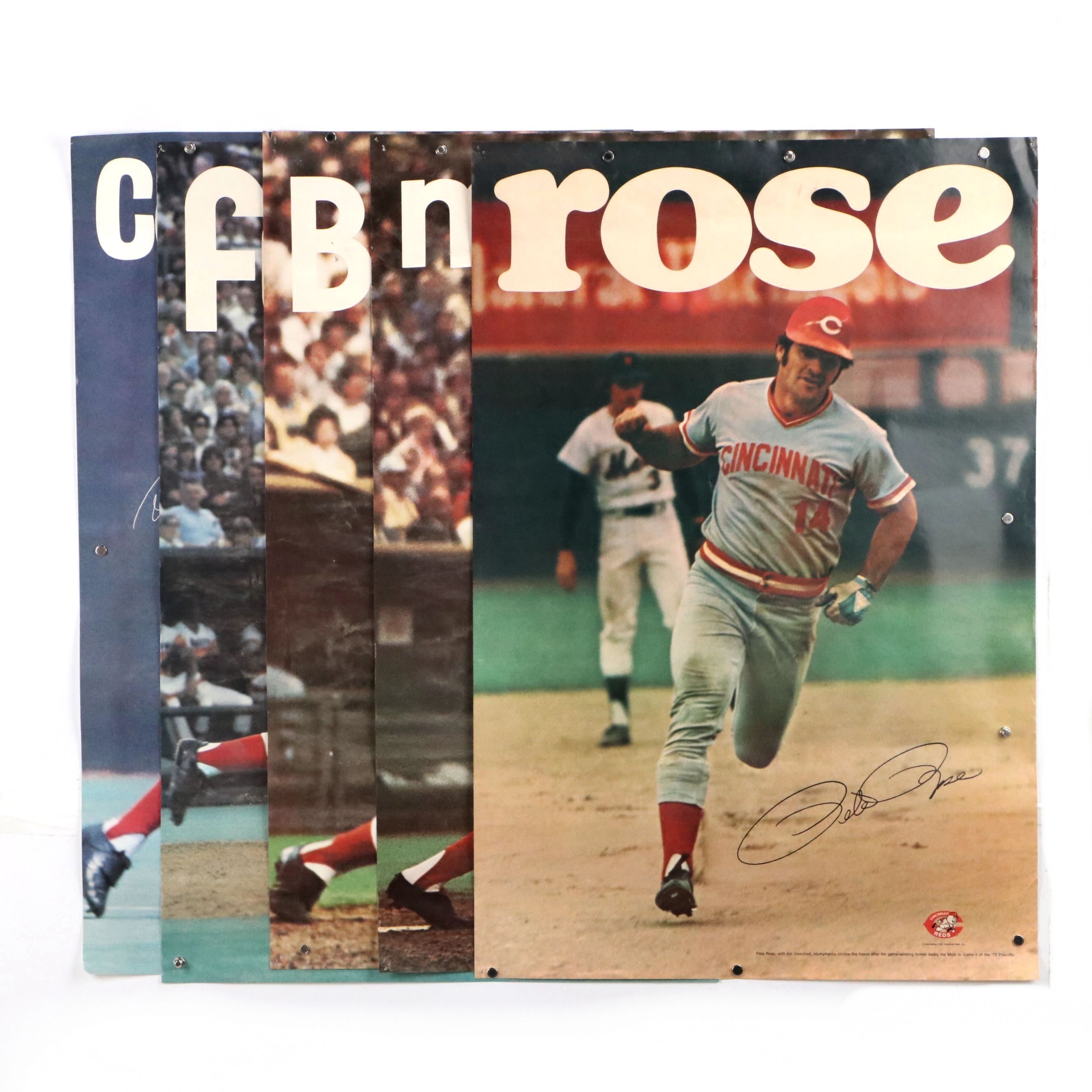 Assorted Cincinnati Reds Offset Lithograph Posters Including Pete Rose, 1970s