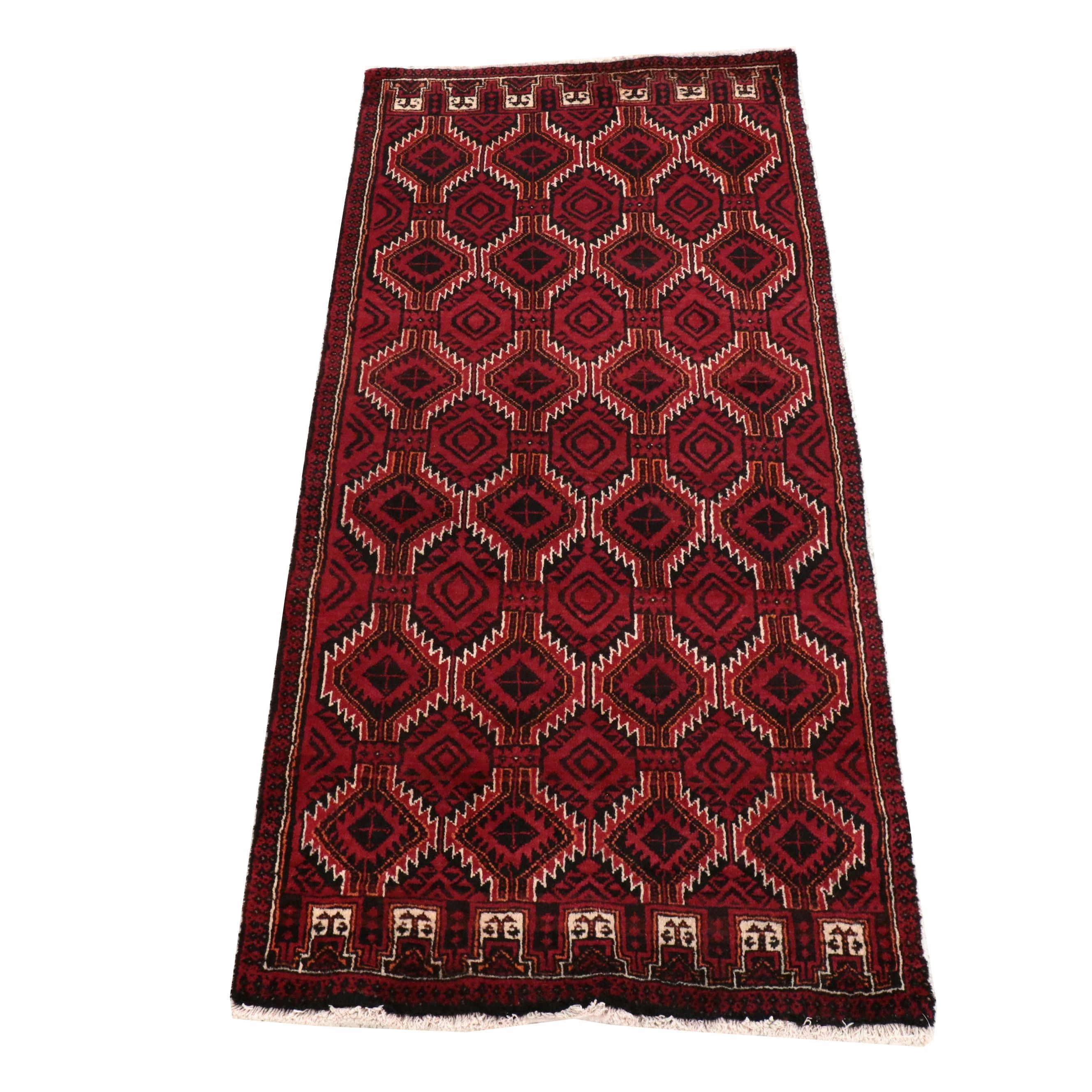 2'9 x 5'10 Hand-Knotted Afghan Baluch Accent Rug