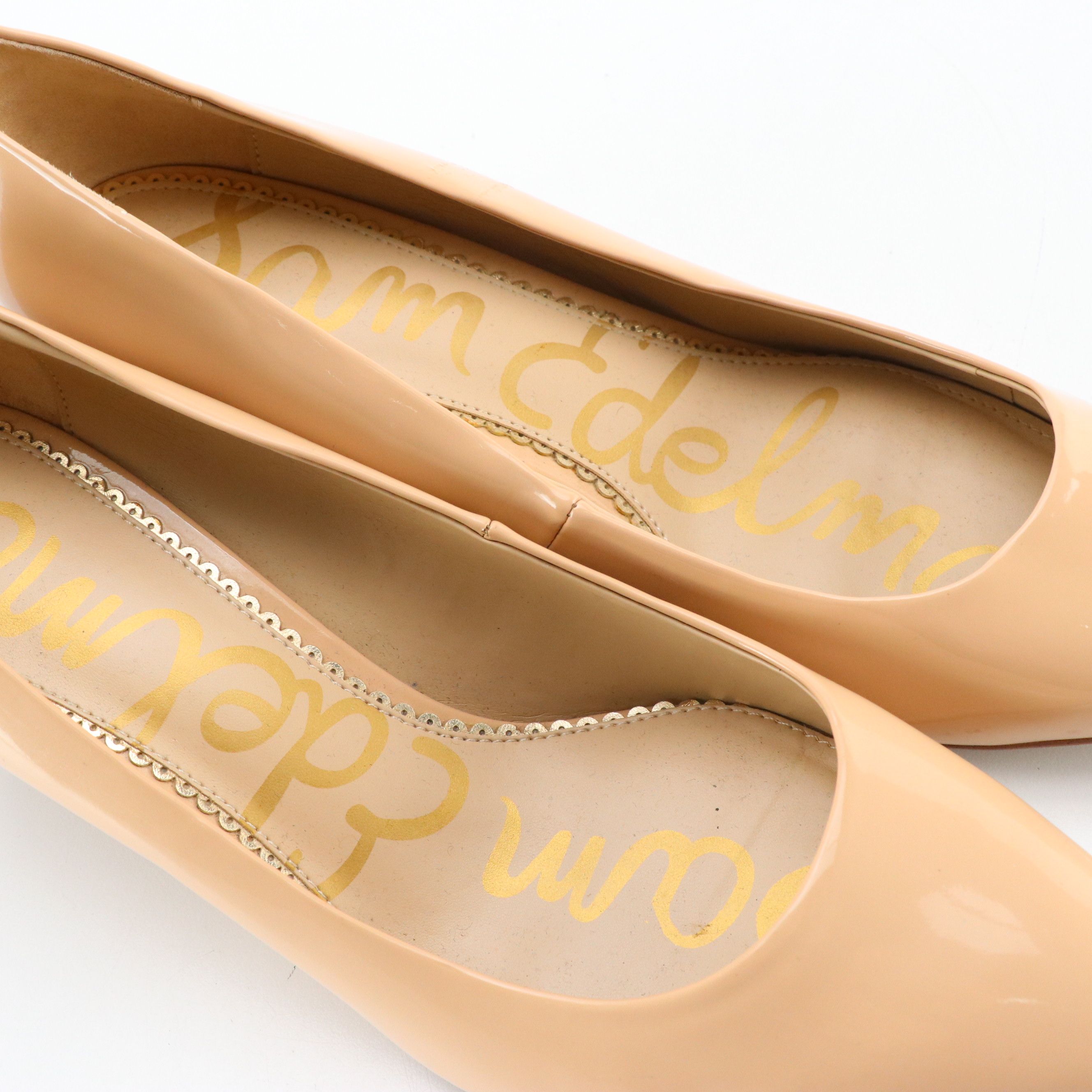 Sam Edelman Dori Kitten Heels in Beige Patent Leather