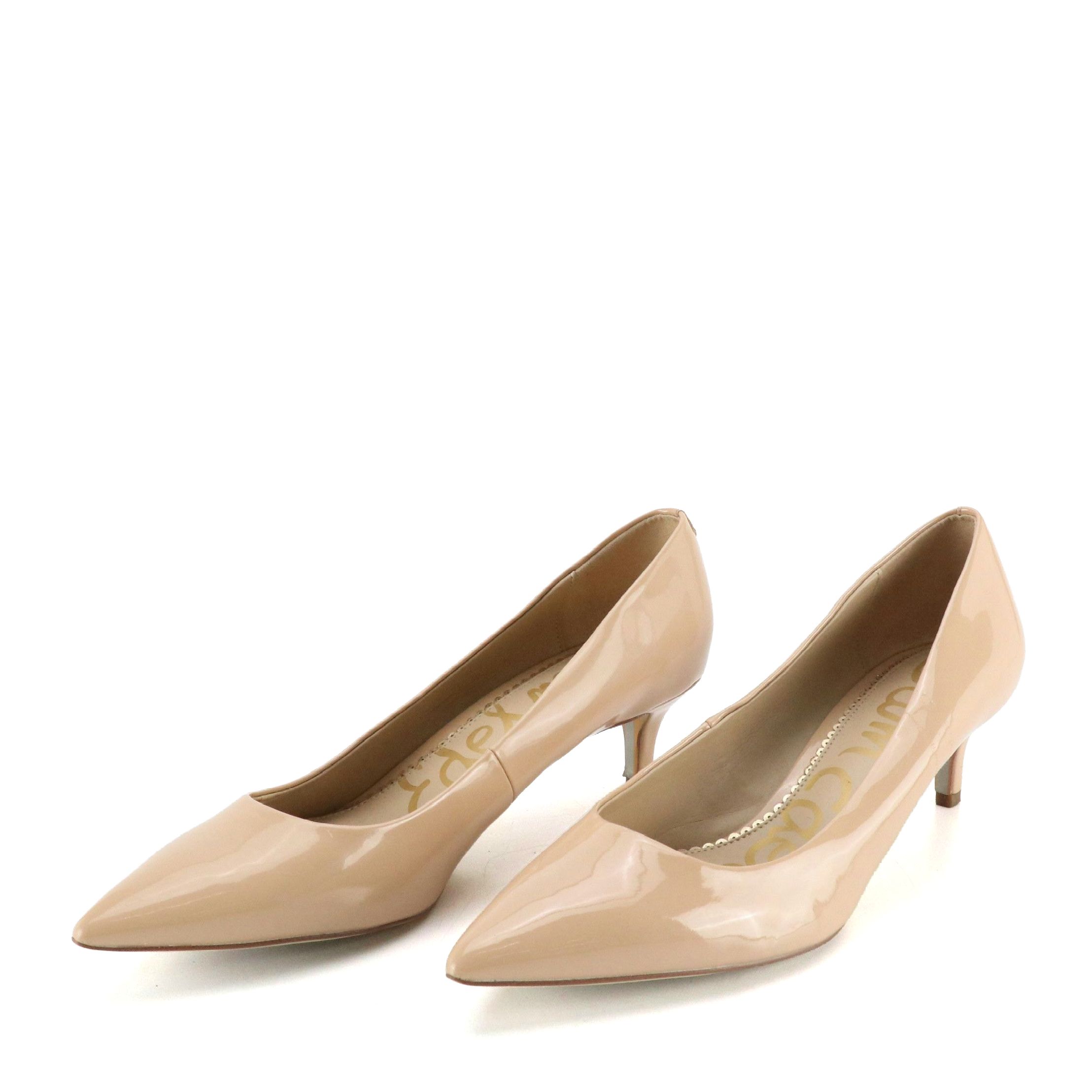 Sam Edelman Dori Kitten Heels in Beige Patent Leather