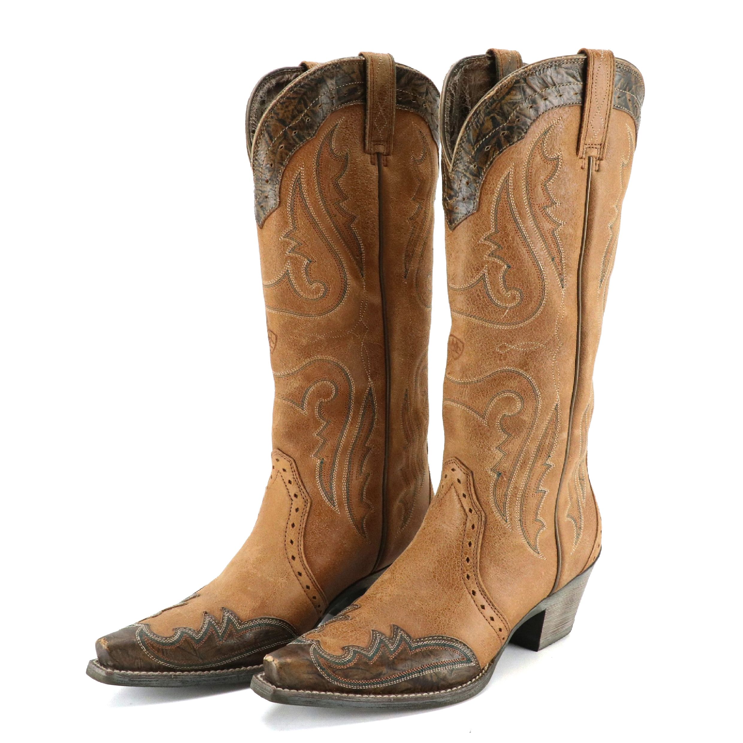 Ariat Snip Toe Western Boots in Bicolor Leather