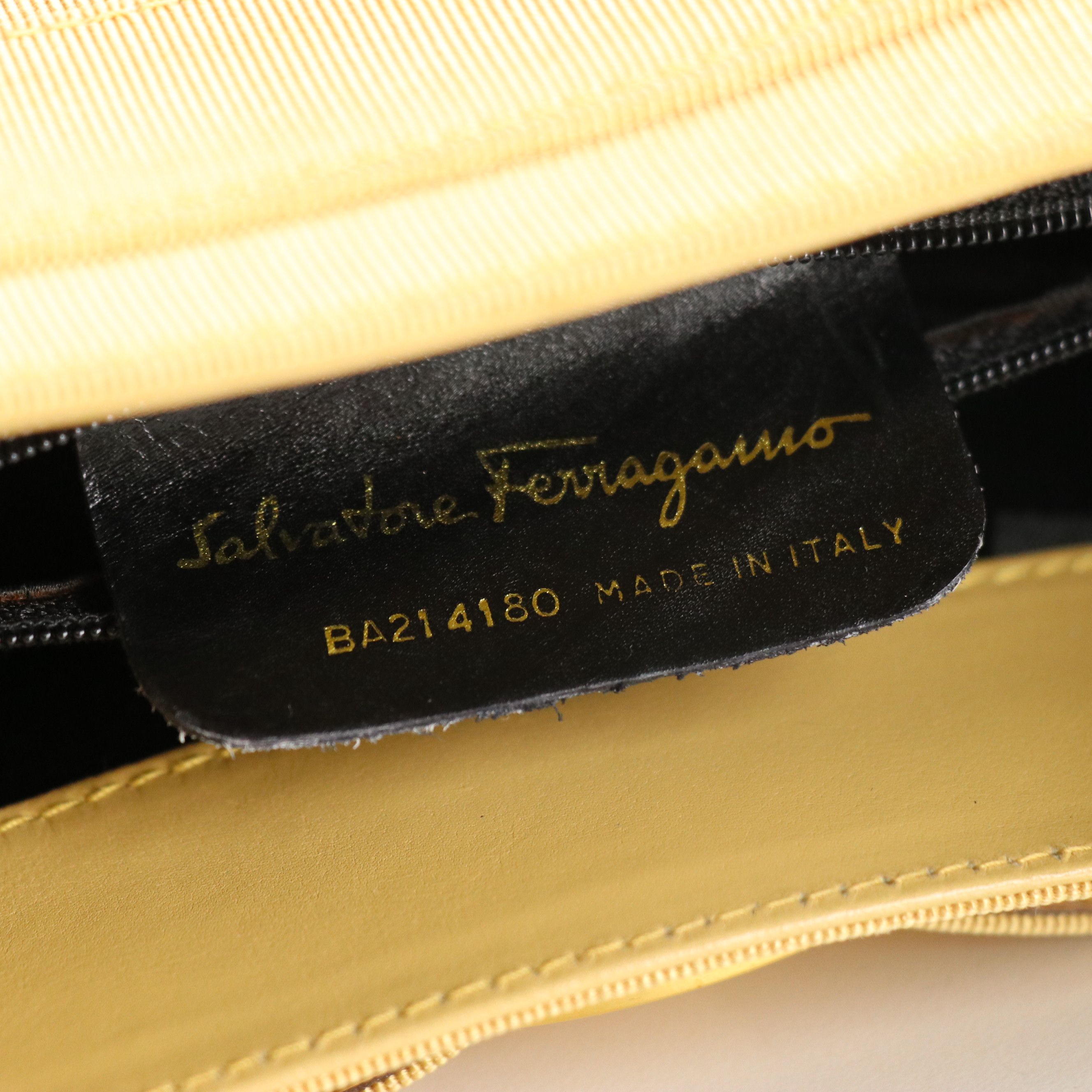 Salvatore Ferragamo Small Vara Bow Bucket Tote in Gold Grosgrain and Leather