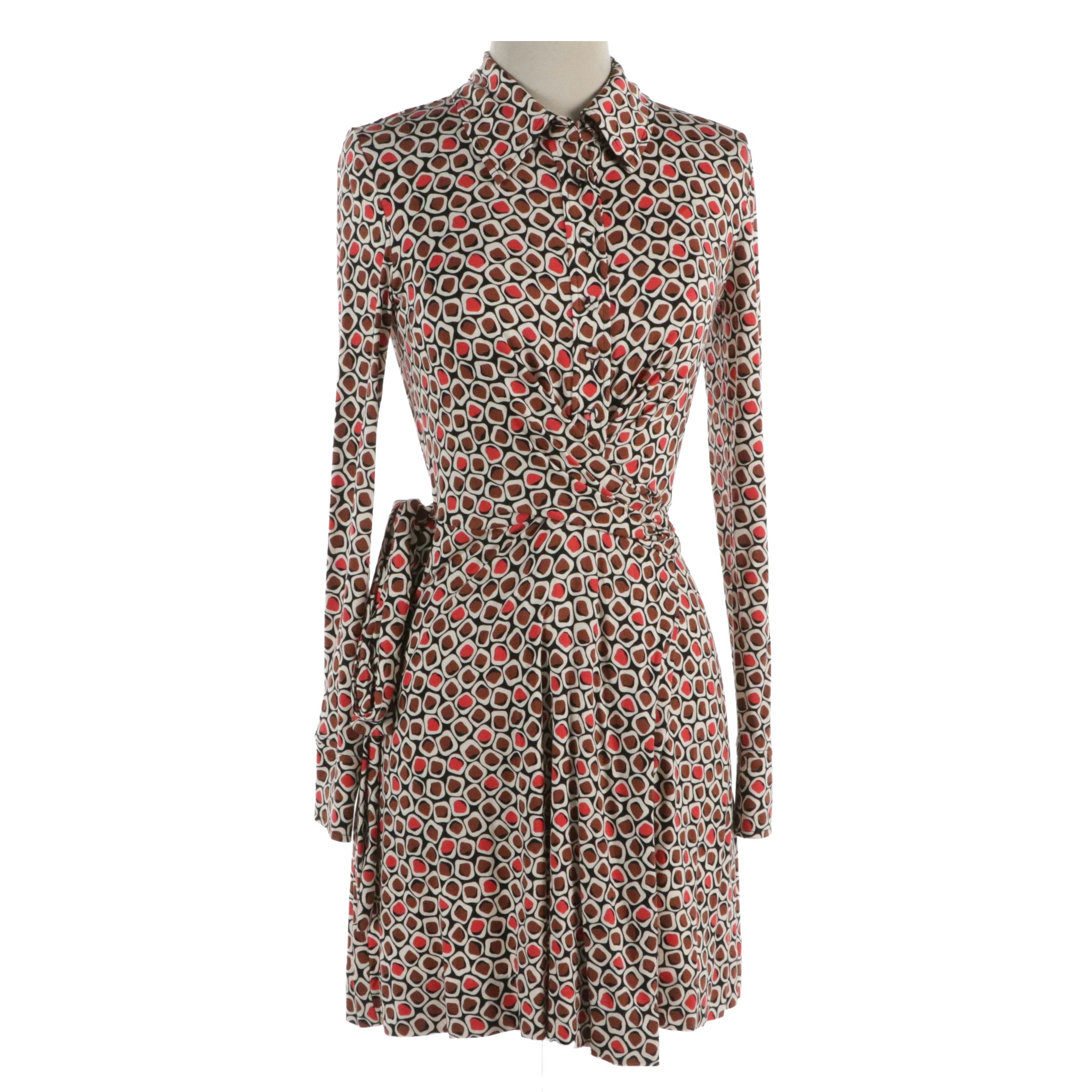 Diane Von Furstenberg Didi Printed Stretch Jersey Wrap Dress, With Tag