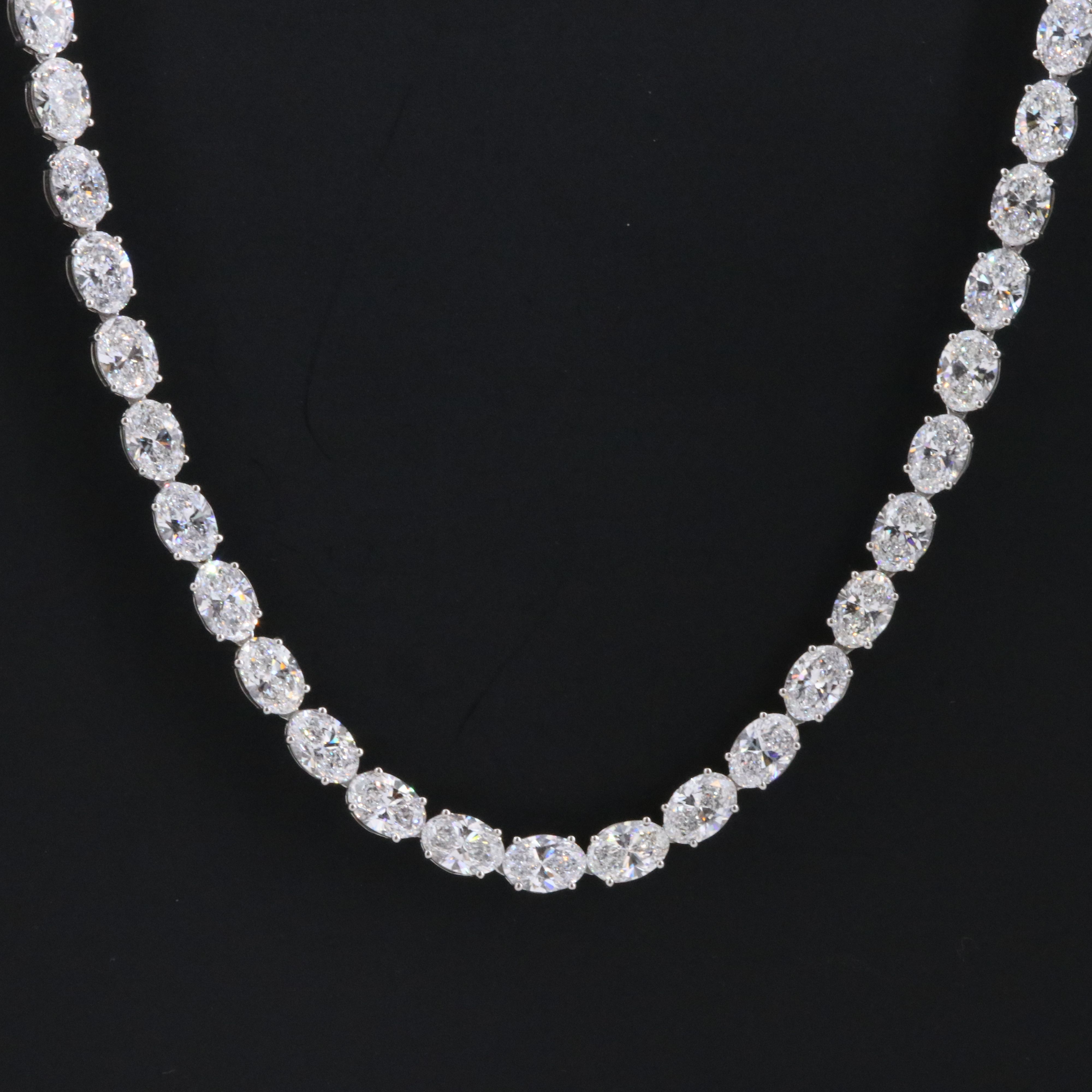 Platinum 35.64 CTW Lab Grown Diamond Line Necklace