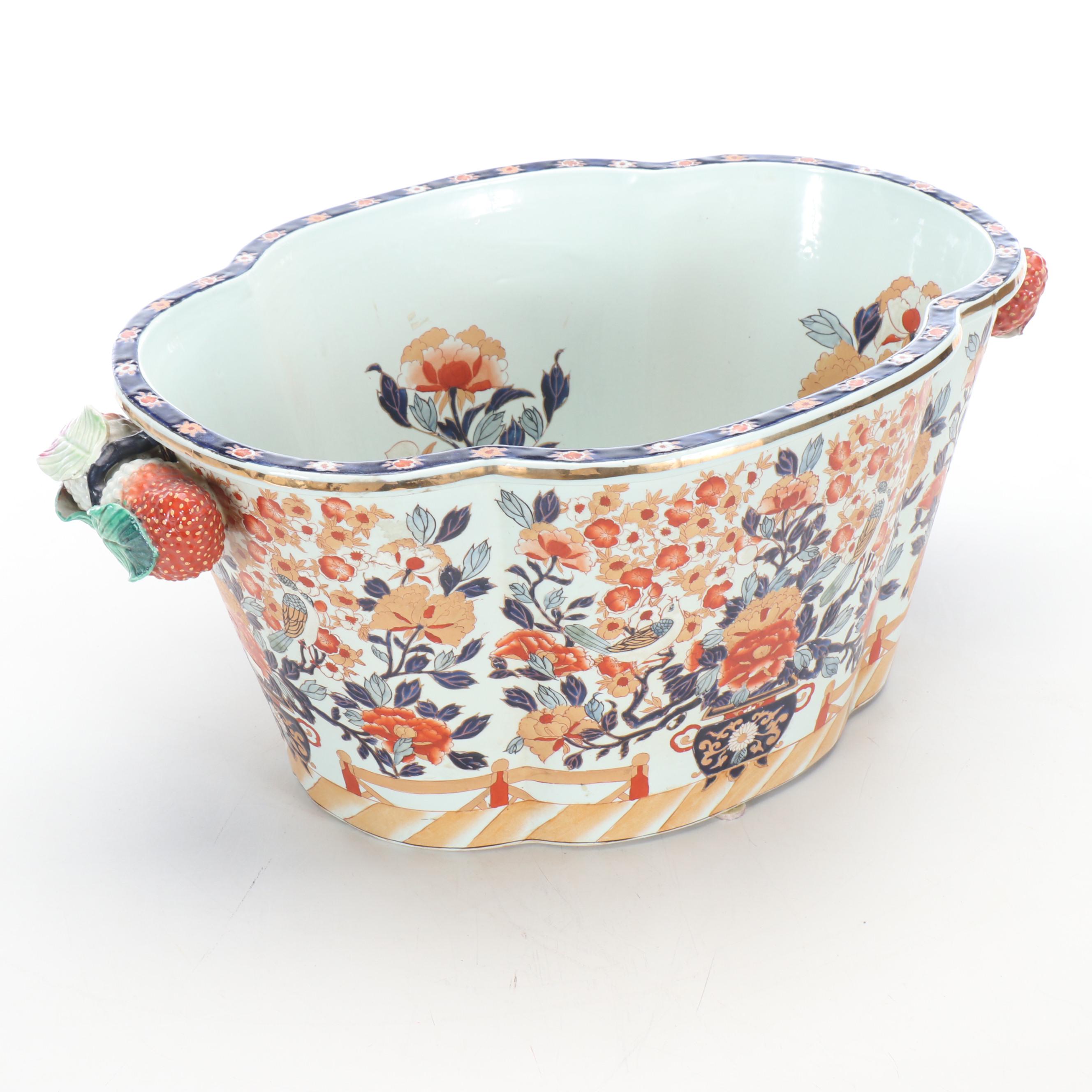 United Wilson Imari Style Porcelain Foot Bath Form Planter or Centerpiece Bowl