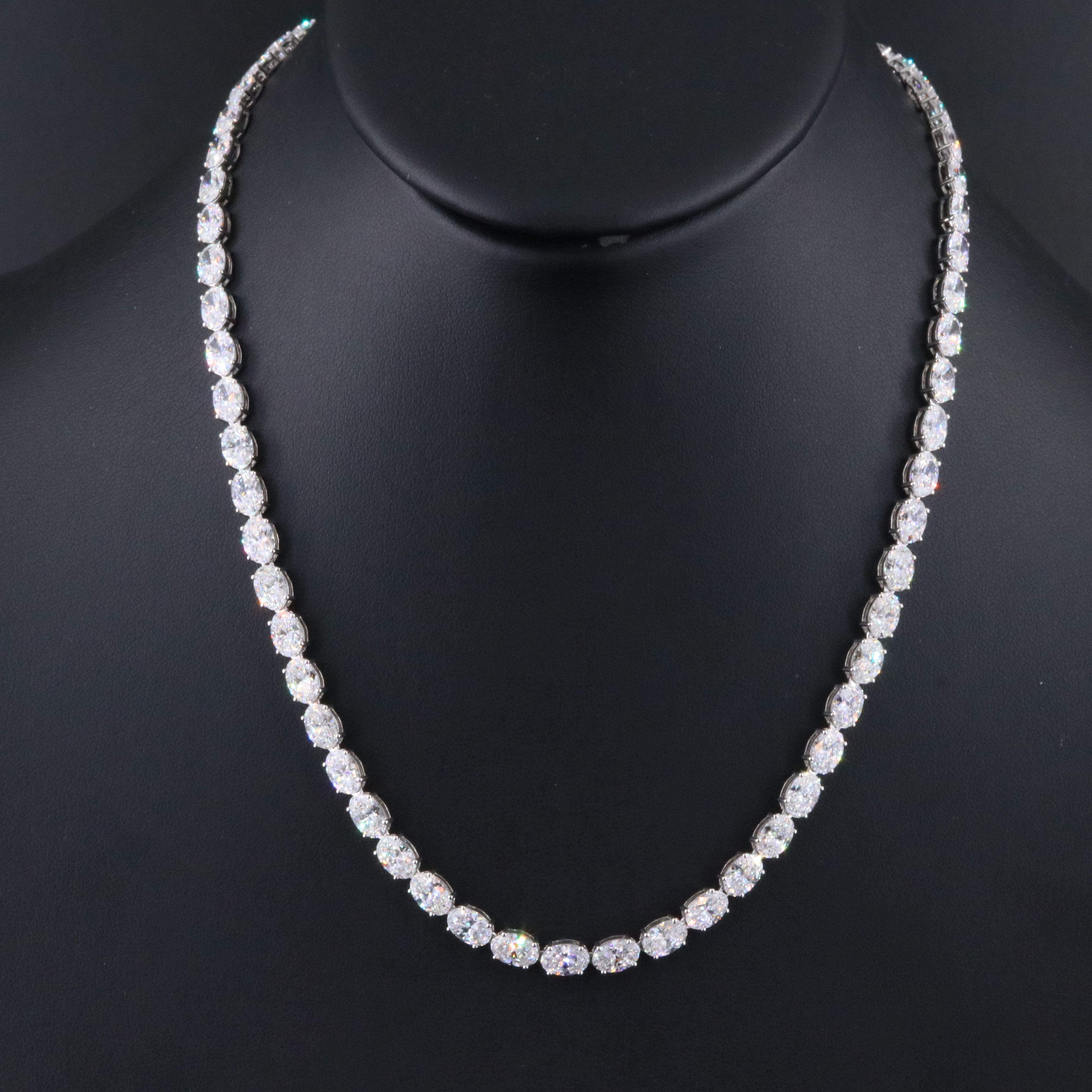 Platinum 35.64 CTW Lab Grown Diamond Line Necklace