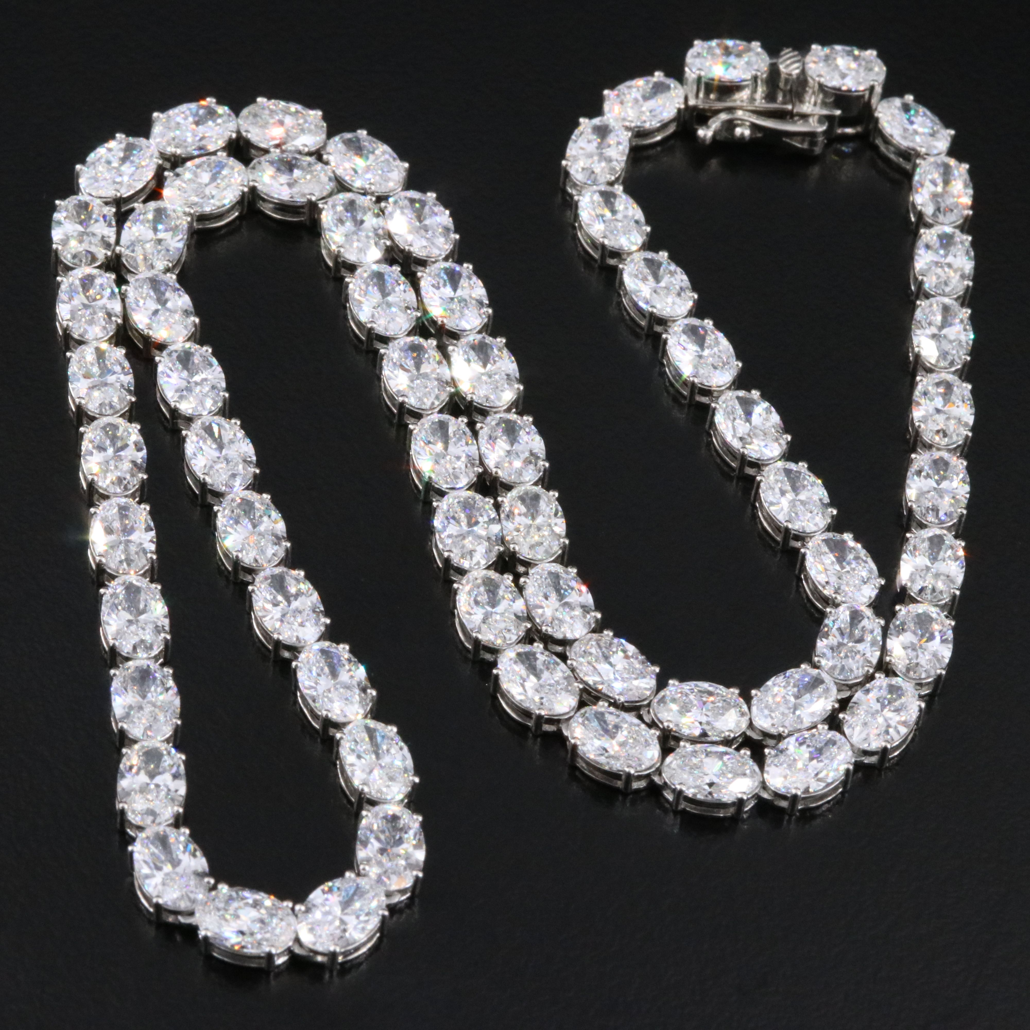 Platinum 35.64 CTW Lab Grown Diamond Line Necklace