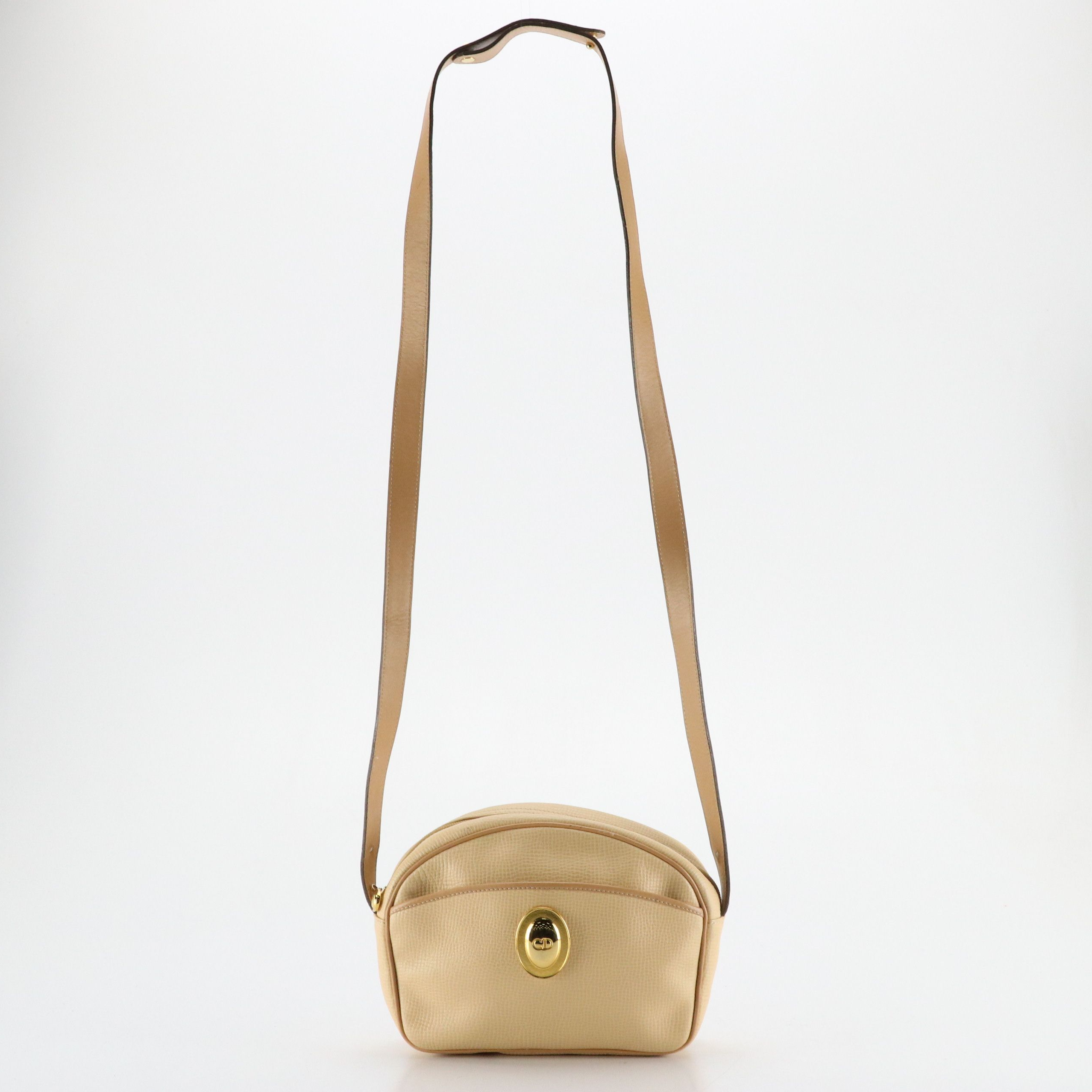 Christian Dior Vintage Buttercream and Beige Leather Crossbody Bag