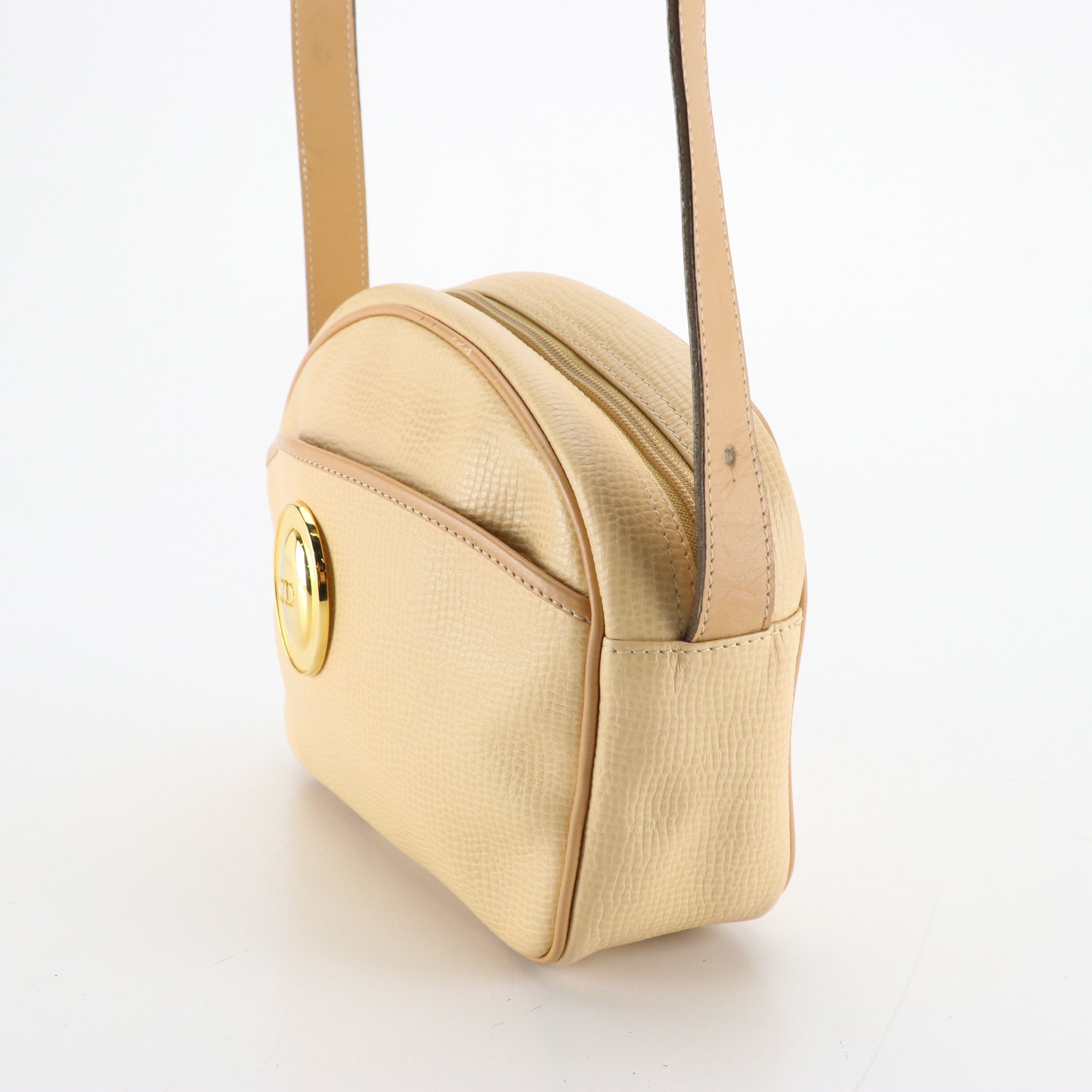 Christian Dior Vintage Buttercream and Beige Leather Crossbody Bag