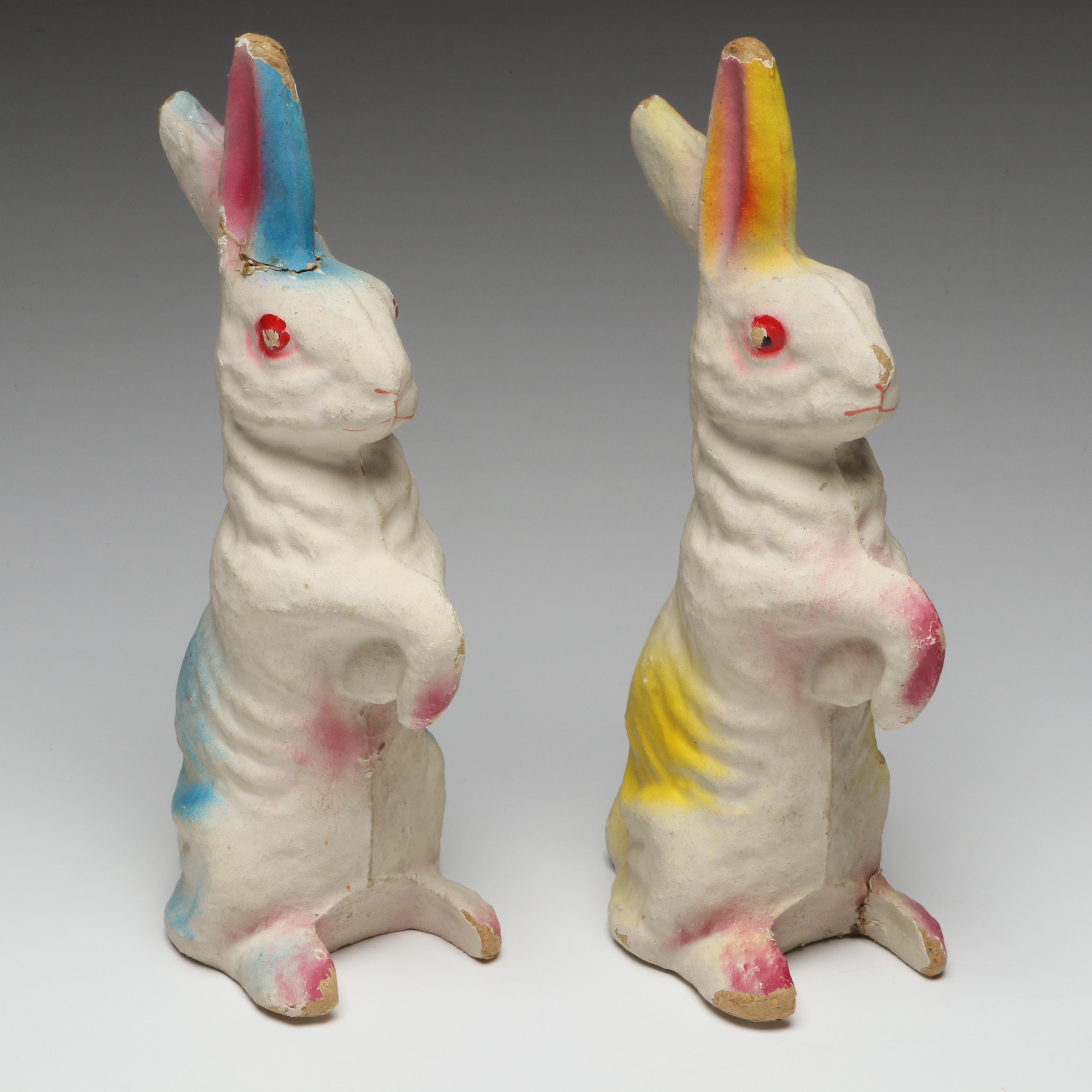 Easter Bunny and Duck Papier-Mâché Candy Containers, Mid-20th Century