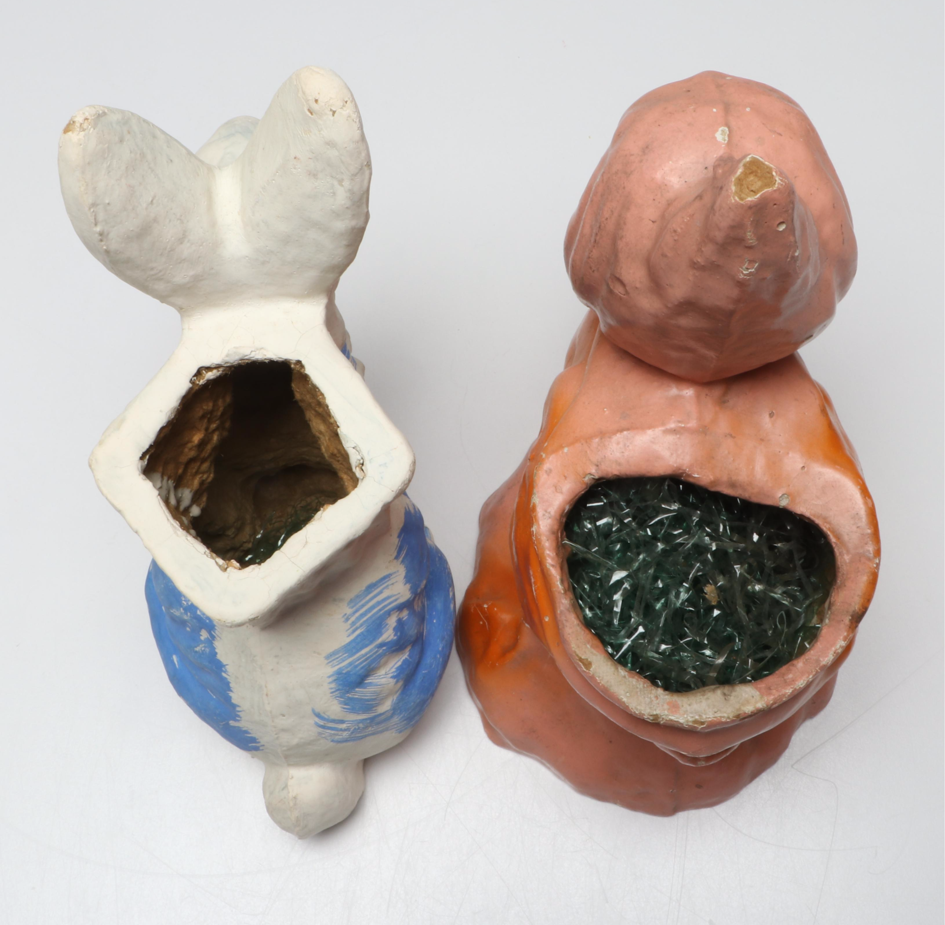 Easter Bunny and Duck Papier-Mâché Candy Containers, Mid-20th Century
