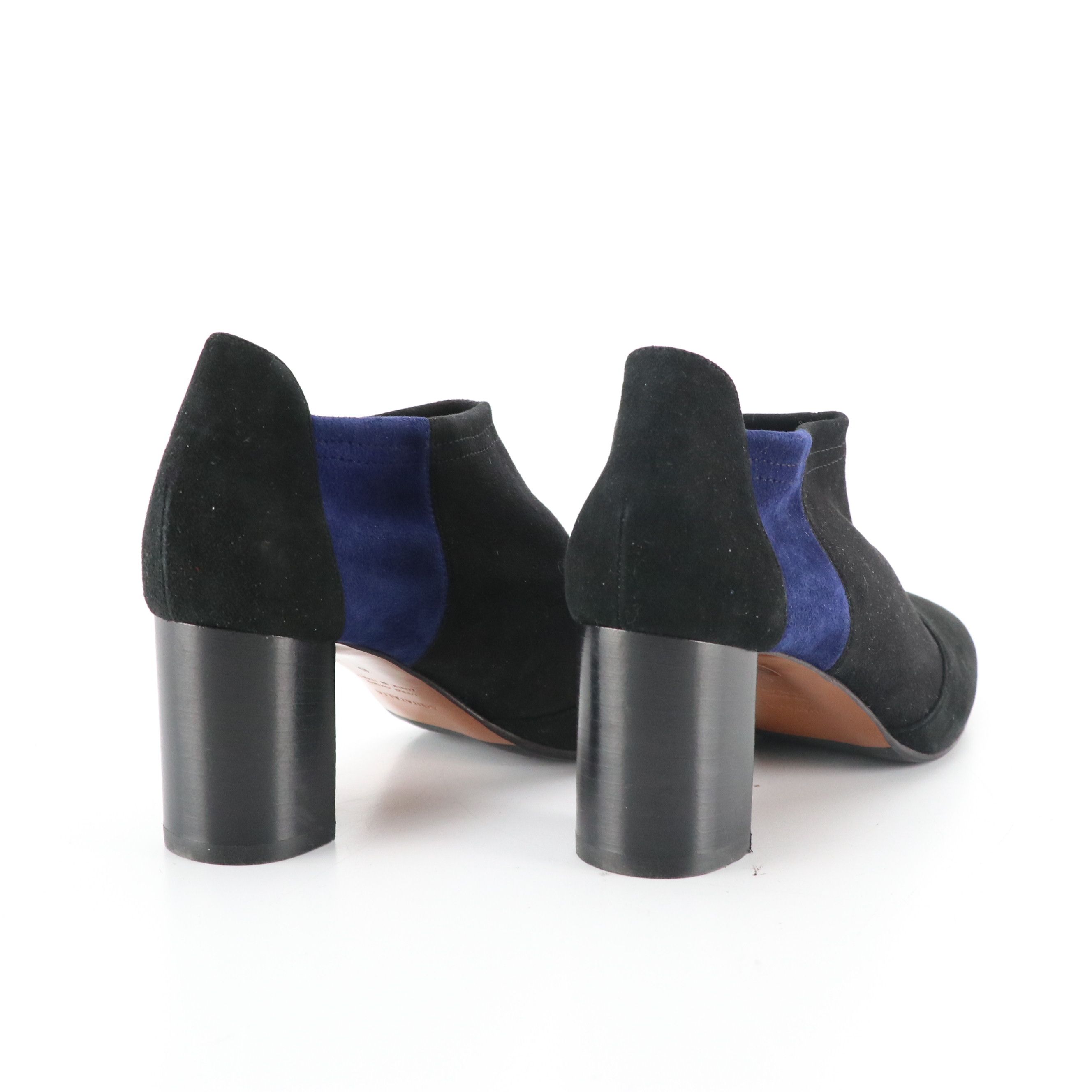 Aquatalia Vale Ankle Booties in Black/Blue Stretch Suede