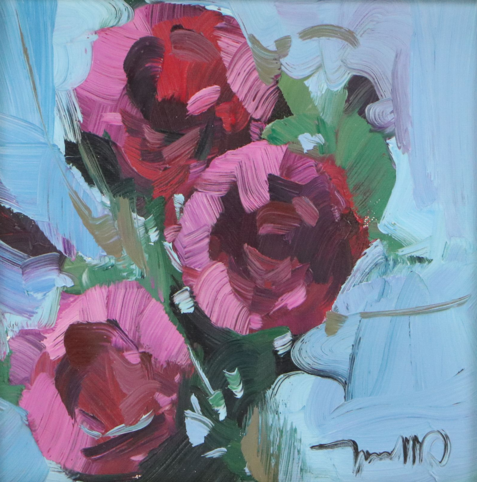 Jose Trujillo Oil Painting "Red Roses II," 2022