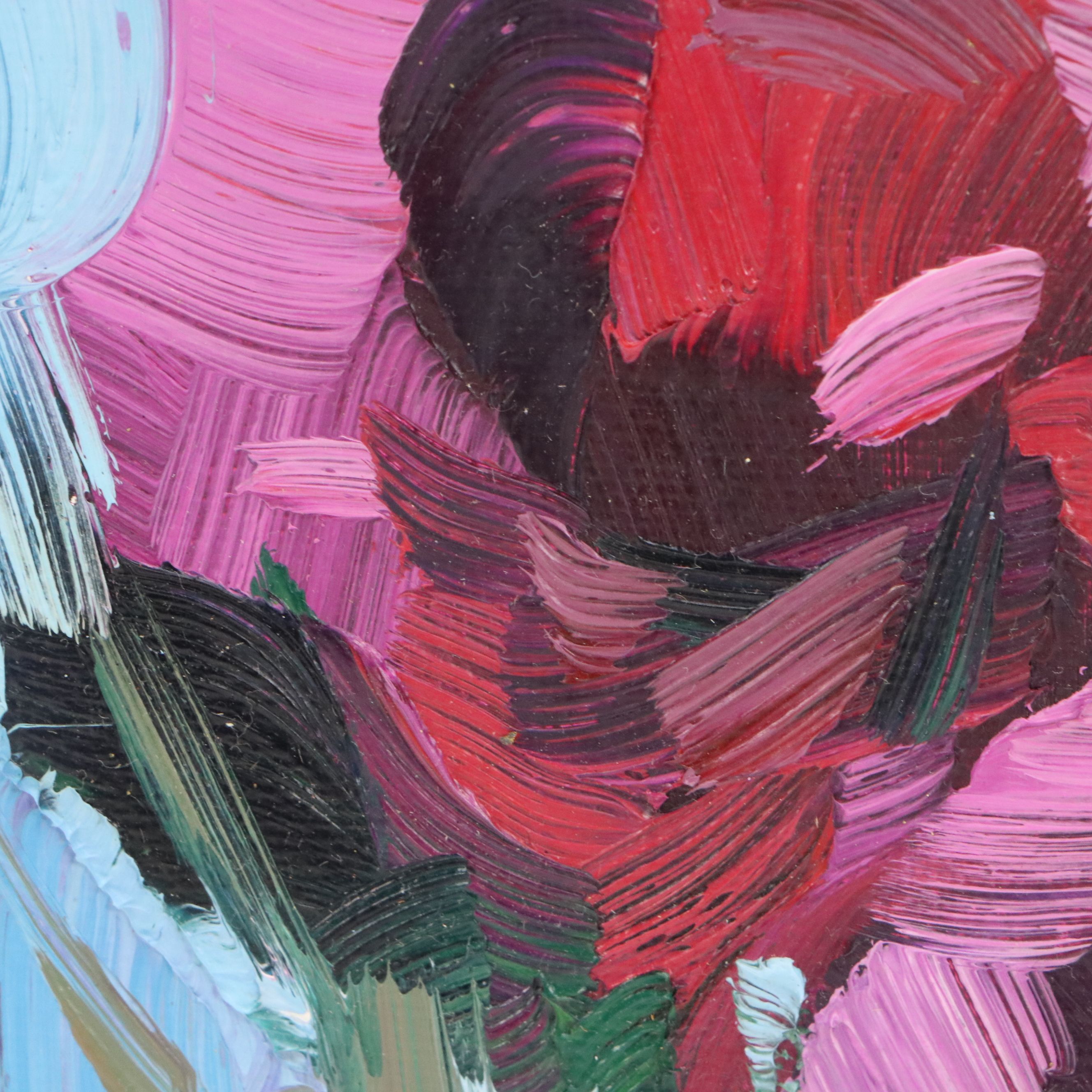 Jose Trujillo Oil Painting "Red Roses II," 2022