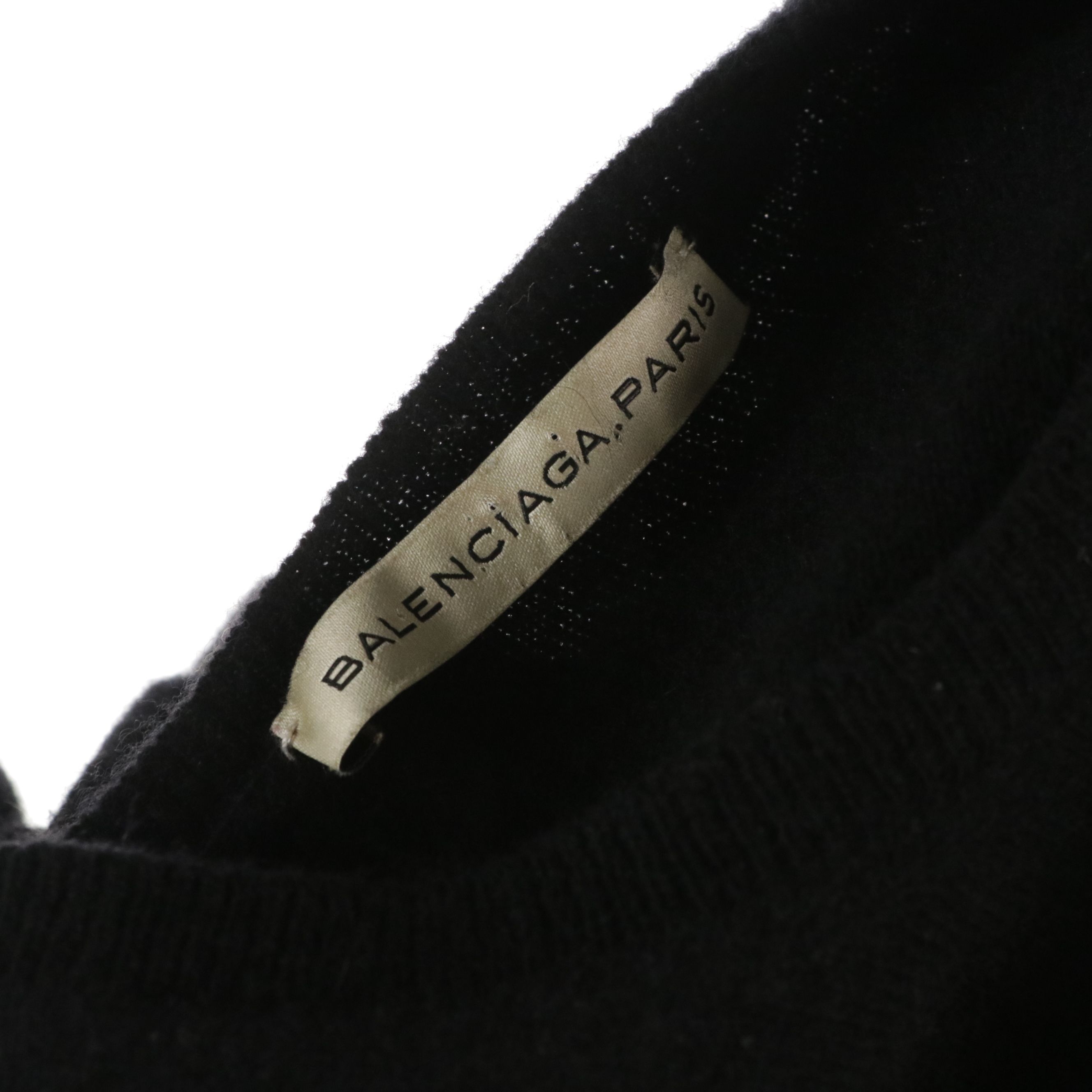 Balenciaga Black Cashmere Knit Sweater with Ivory Silk Trimming