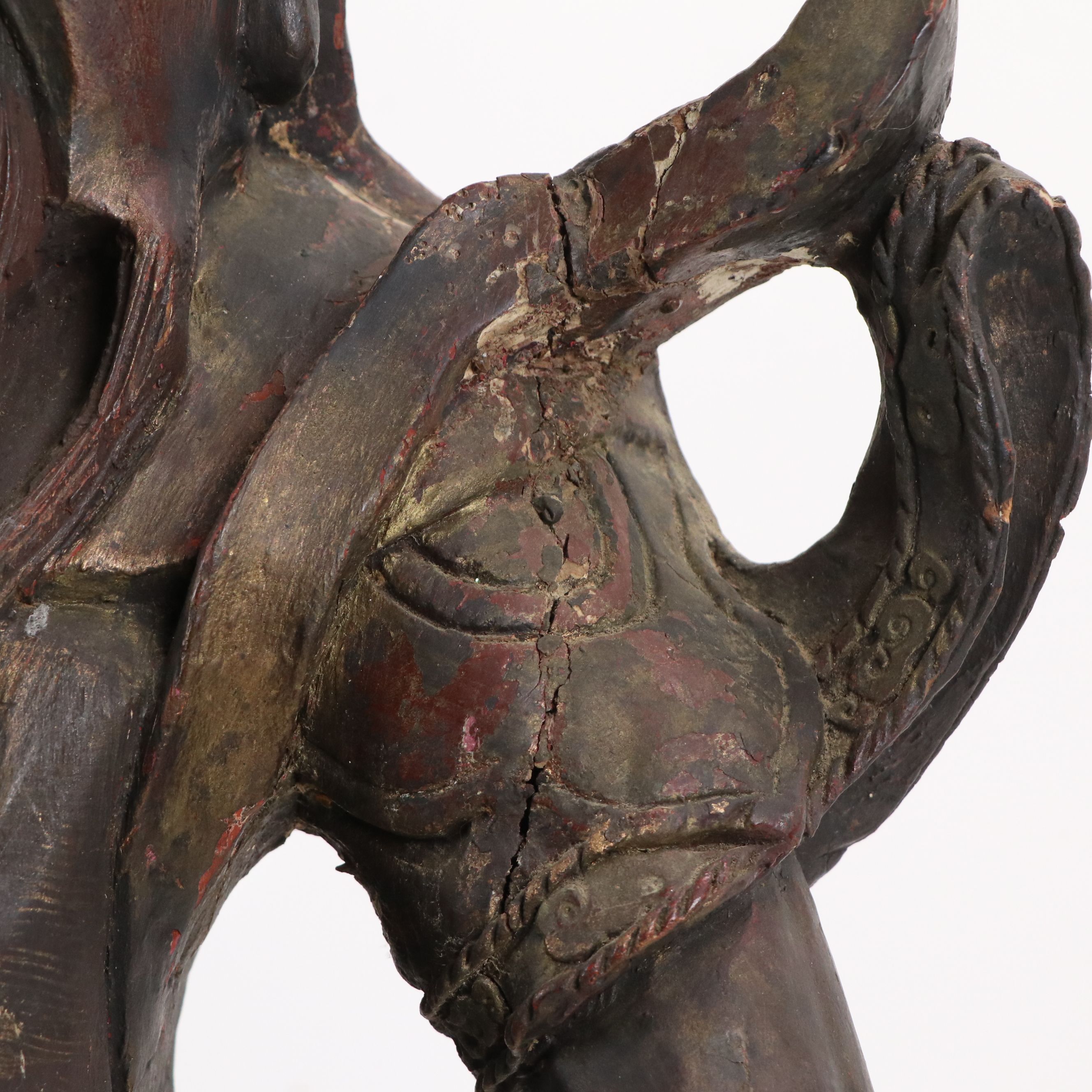 Carved Wooden Statue of Chinese Deity Guan Yu, Early/Mid-20th Century