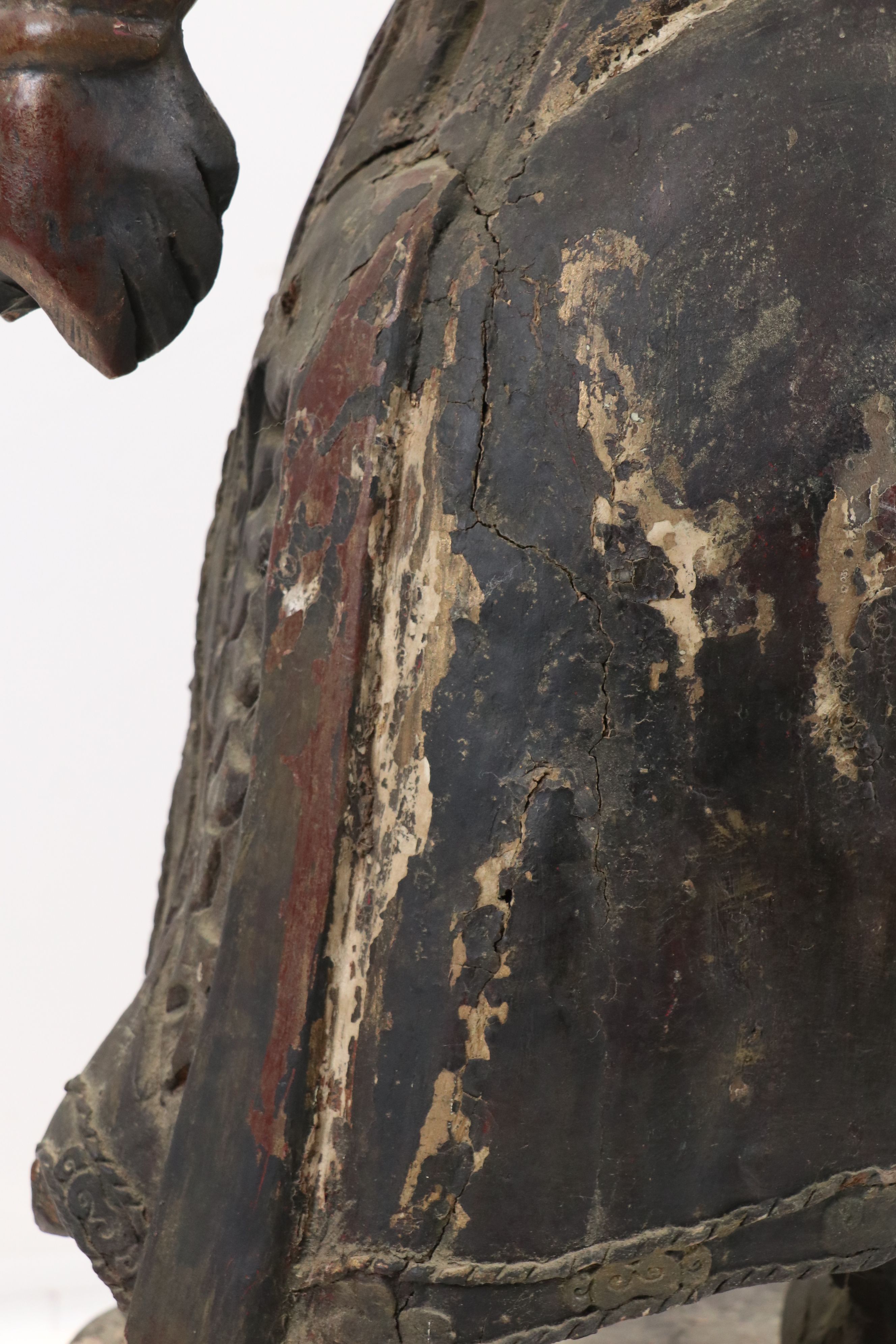 Carved Wooden Statue of Chinese Deity Guan Yu, Early/Mid-20th Century