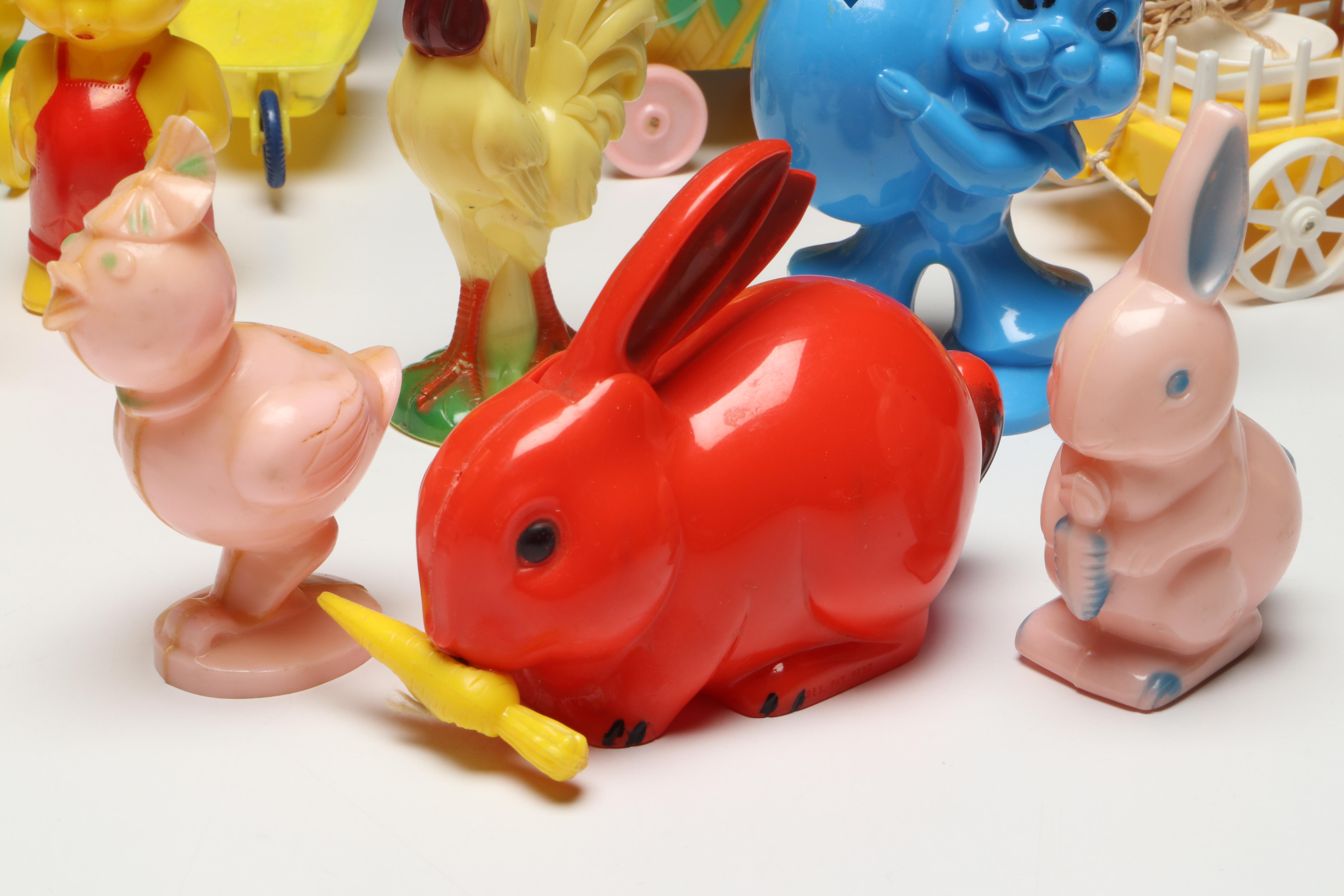 Knickerbocker, Ideal with Other Plastic Easter Toys, Candy Containers and More