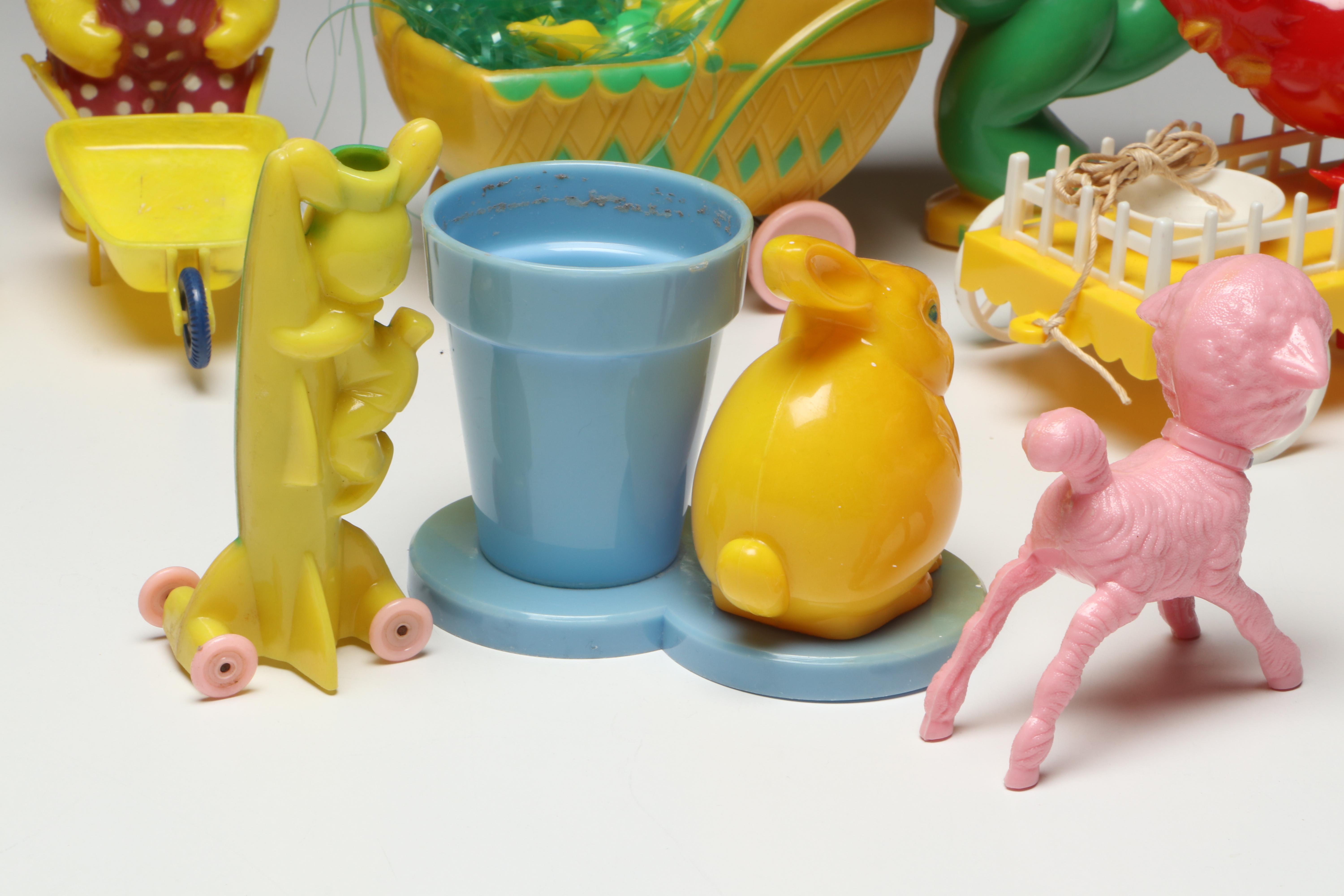 Knickerbocker, Ideal with Other Plastic Easter Toys, Candy Containers and More