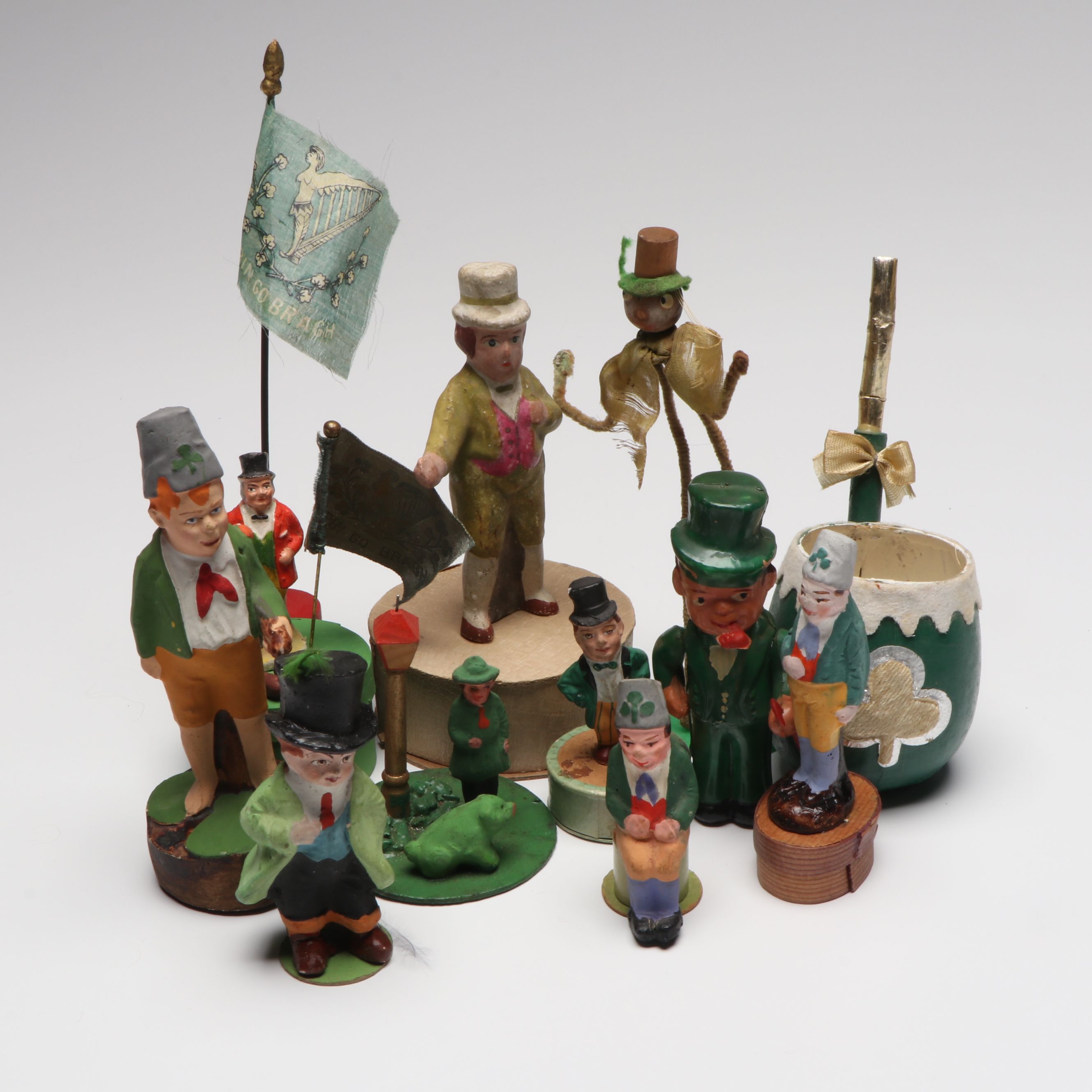 German with Other Papier-Mâché Saint Patrick's Day Candy Containers and Figures