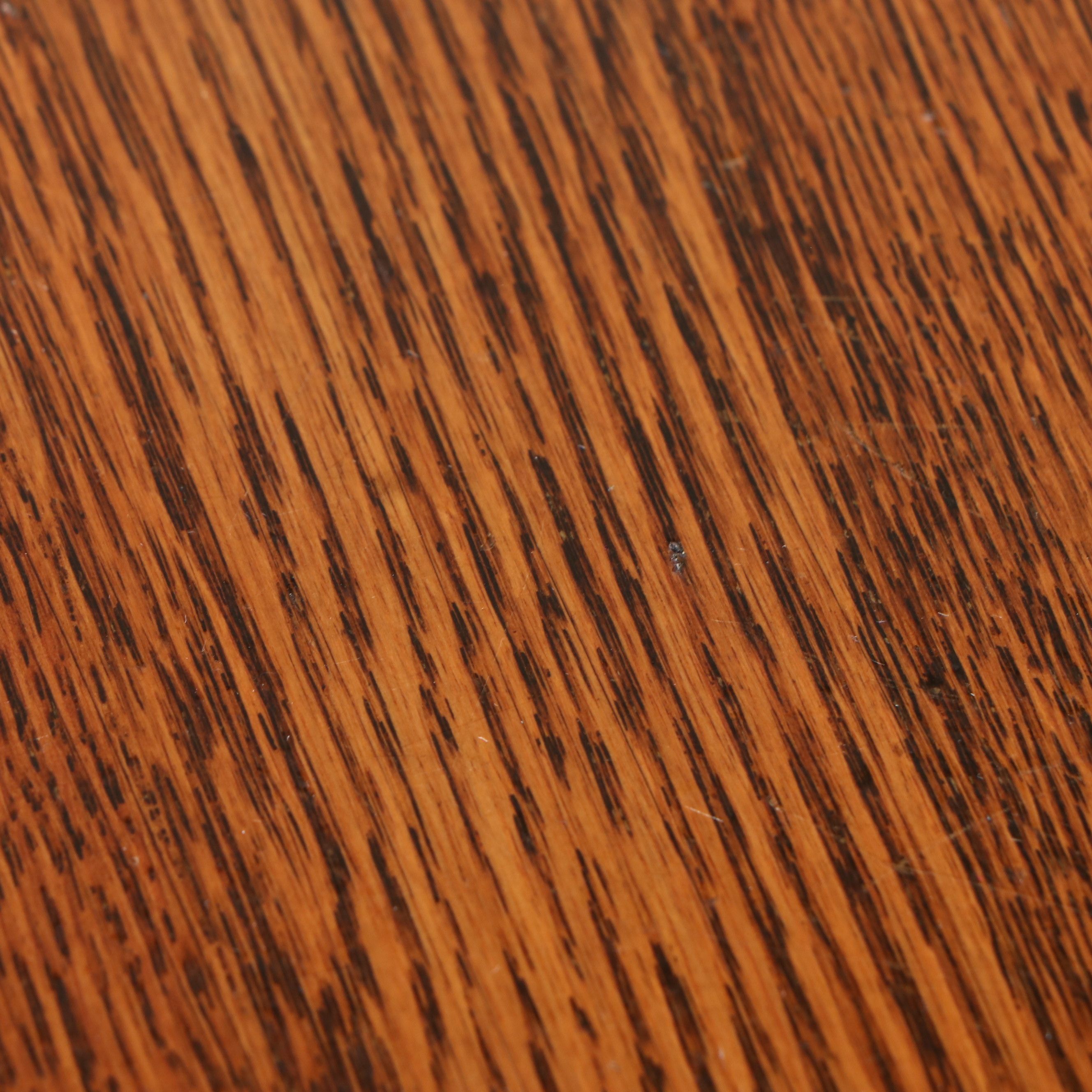 Seven Piece Victorian Style Oak Dining Set with Pressed Wood Chairs