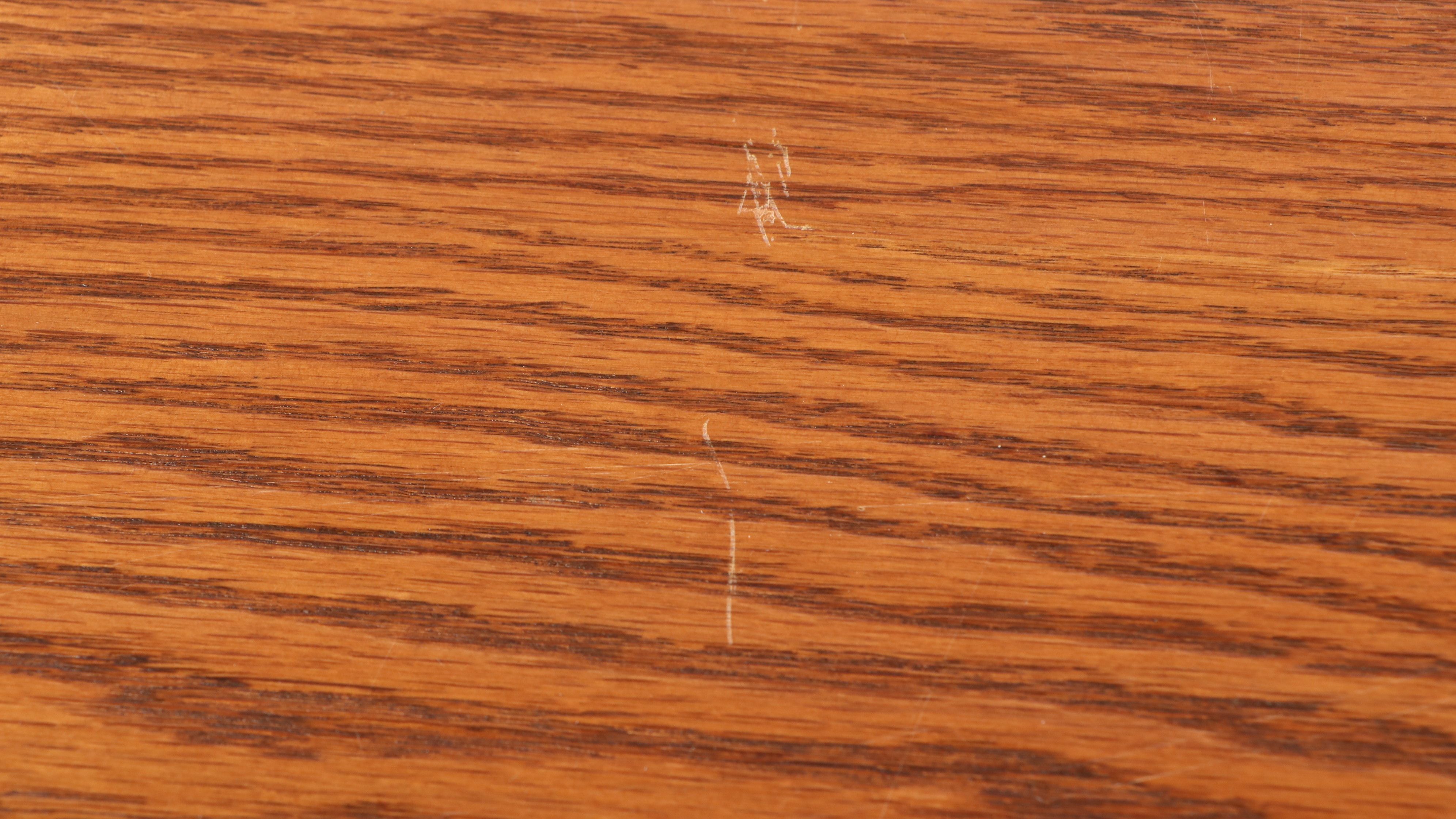 Seven Piece Victorian Style Oak Dining Set with Pressed Wood Chairs