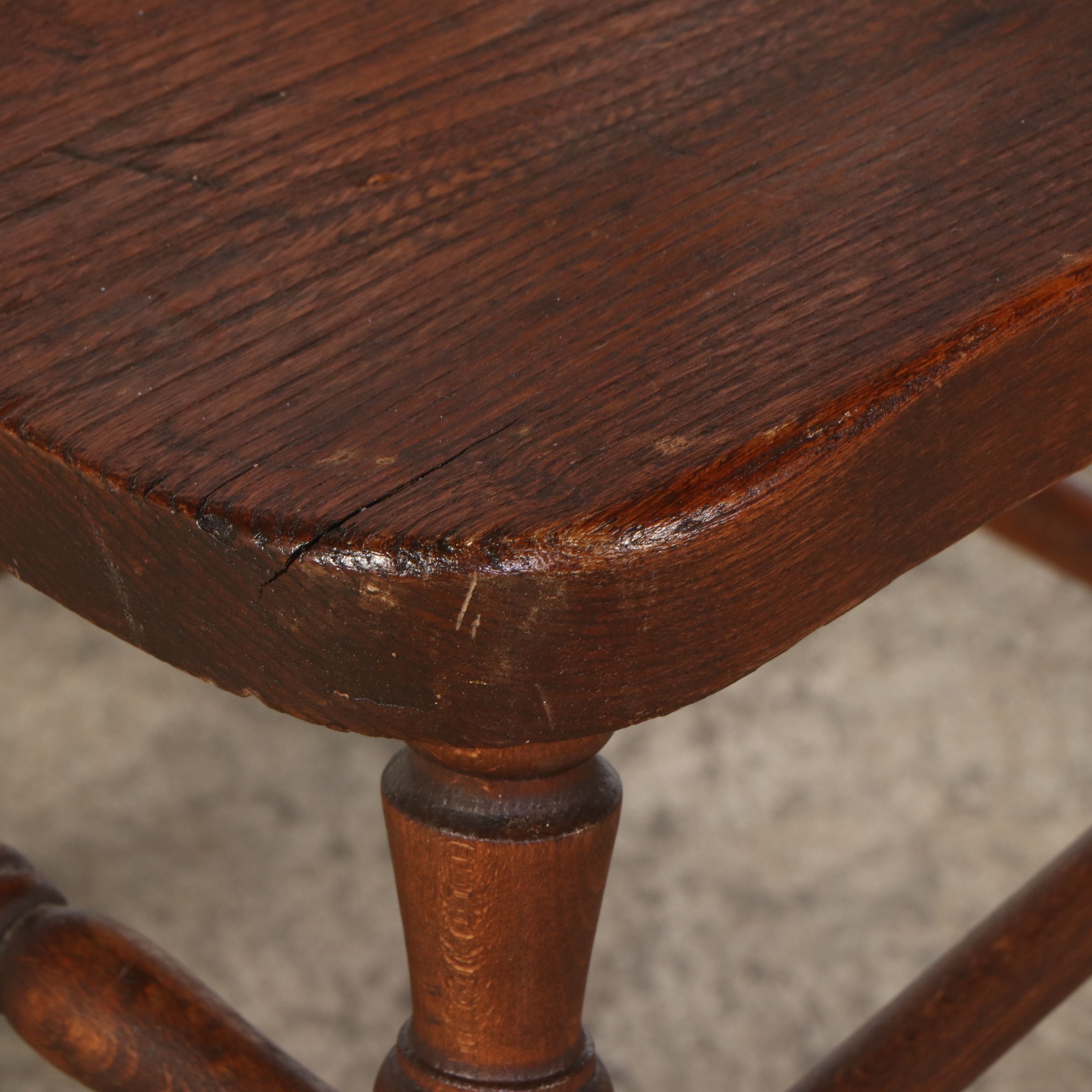 Seven Piece Victorian Style Oak Dining Set with Pressed Wood Chairs
