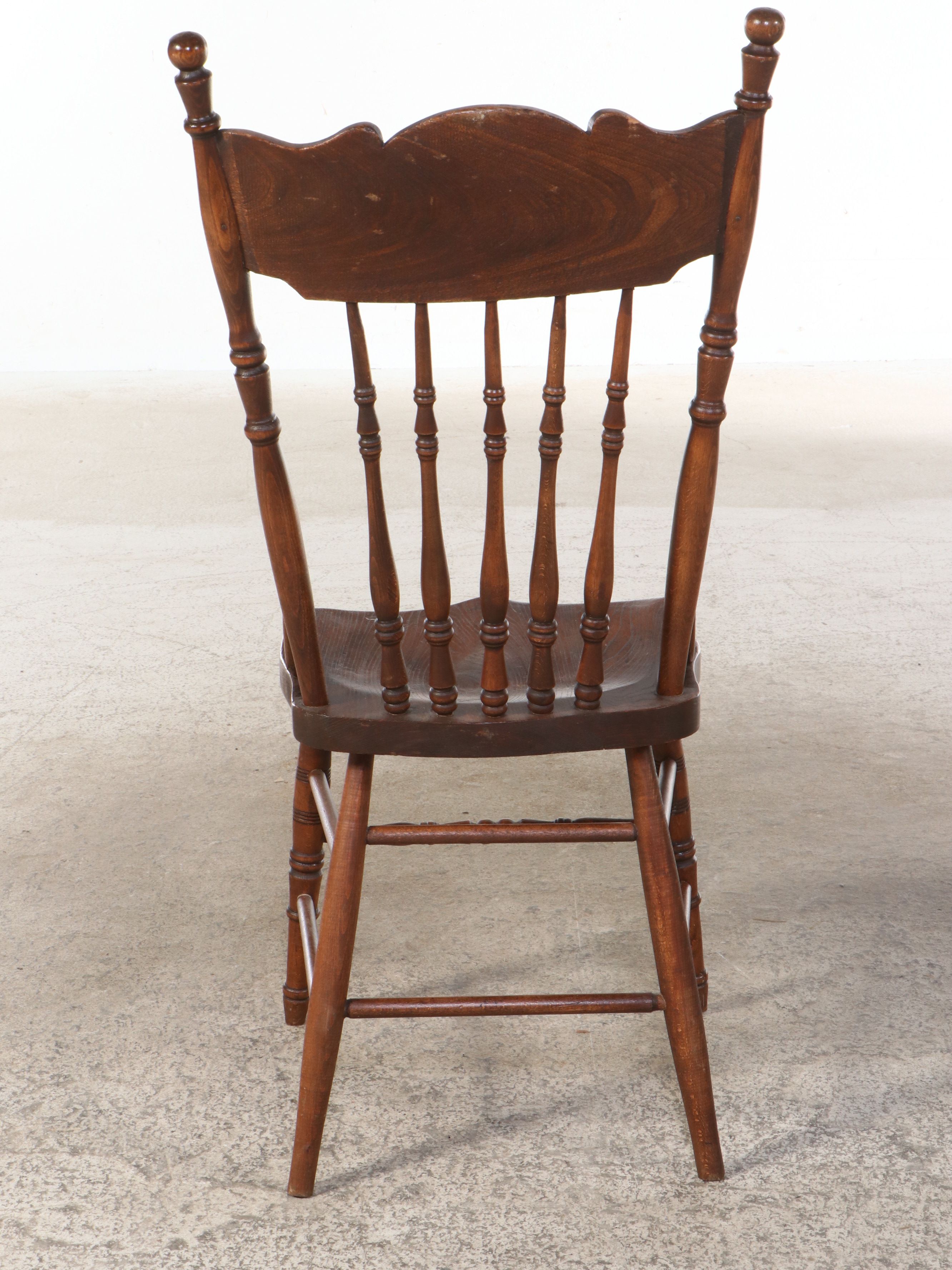 Seven Piece Victorian Style Oak Dining Set with Pressed Wood Chairs