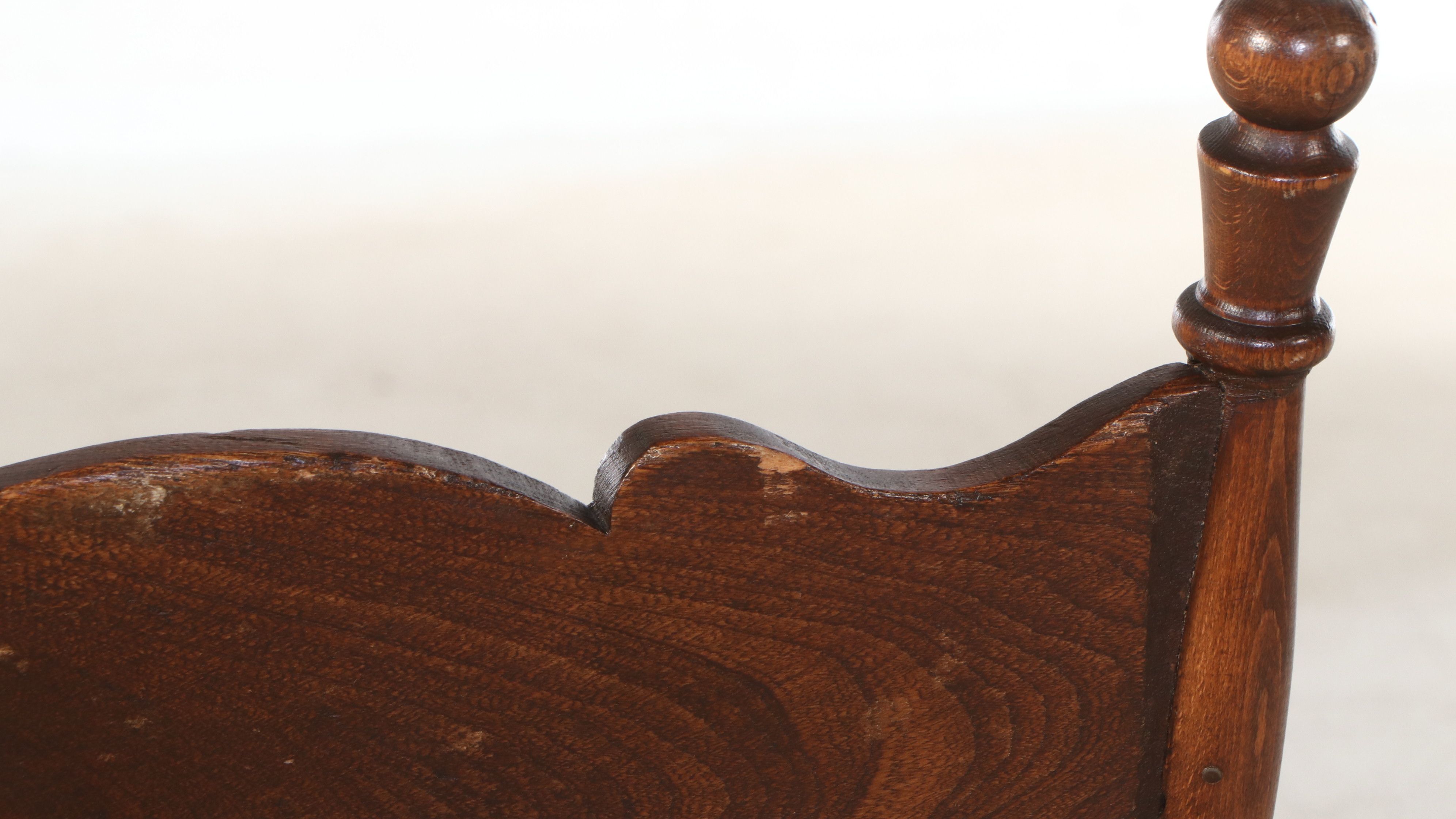 Seven Piece Victorian Style Oak Dining Set with Pressed Wood Chairs