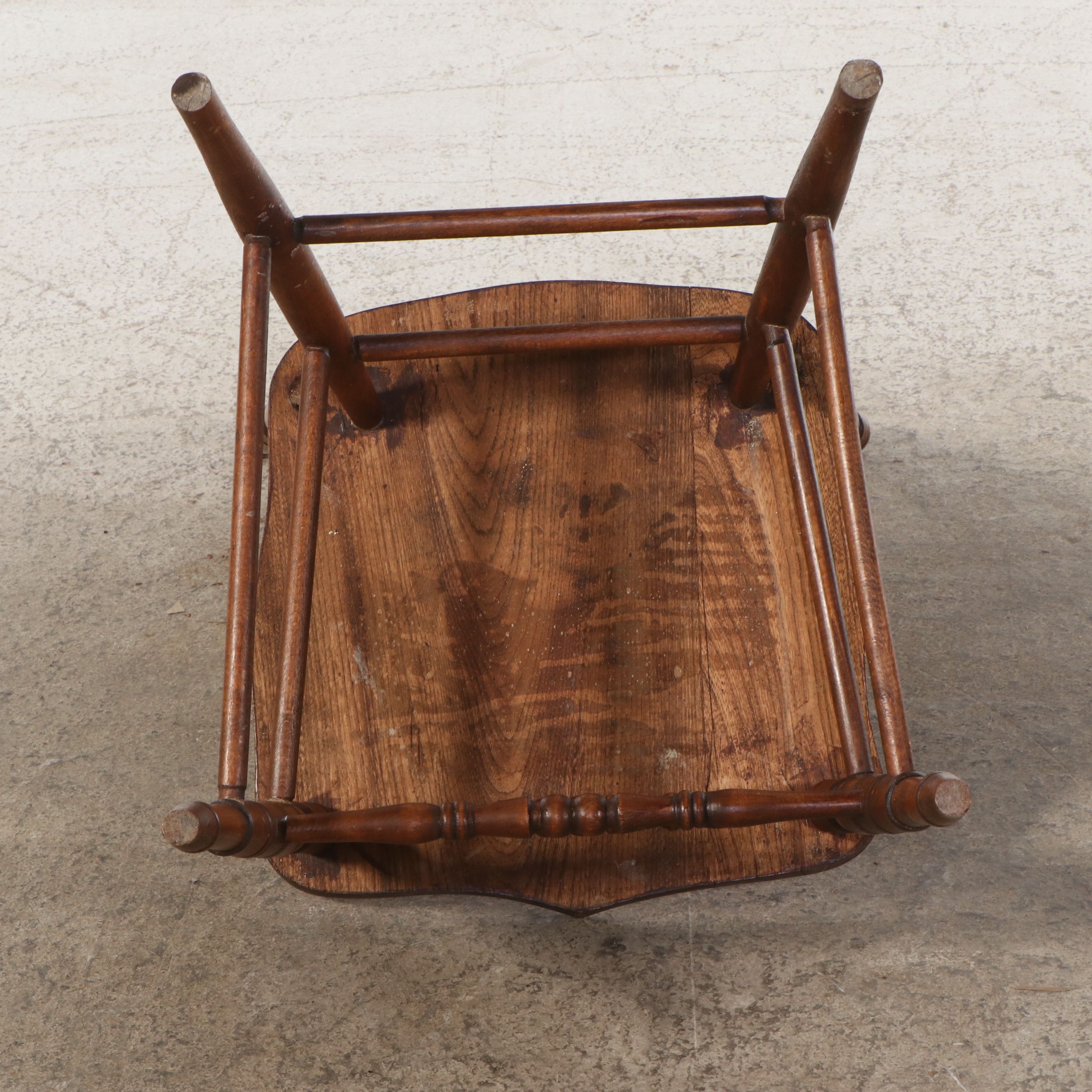 Seven Piece Victorian Style Oak Dining Set with Pressed Wood Chairs