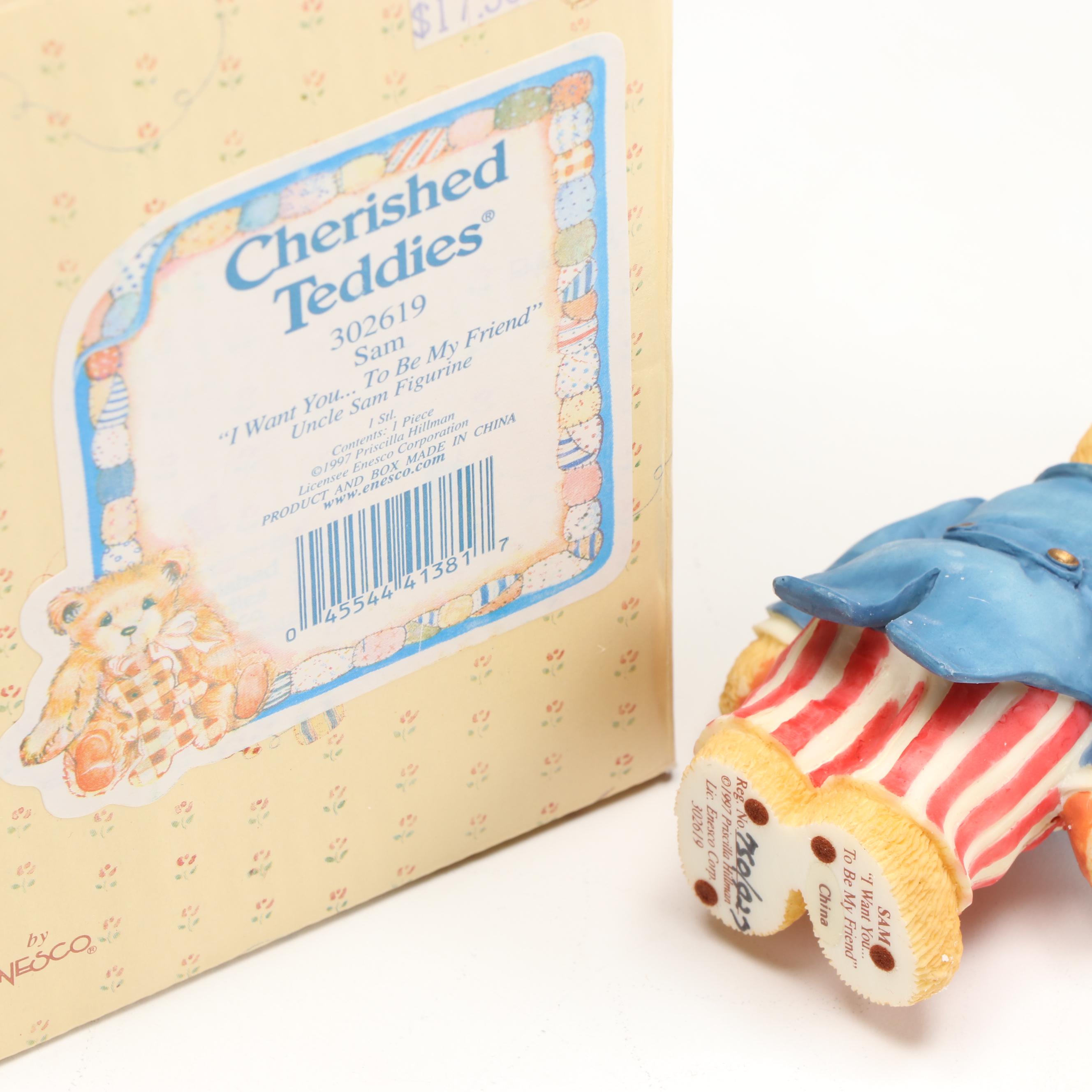 Enesco Cherished Teddies Uncle Sam Resin Figurine with Other Uncle Sam Décor