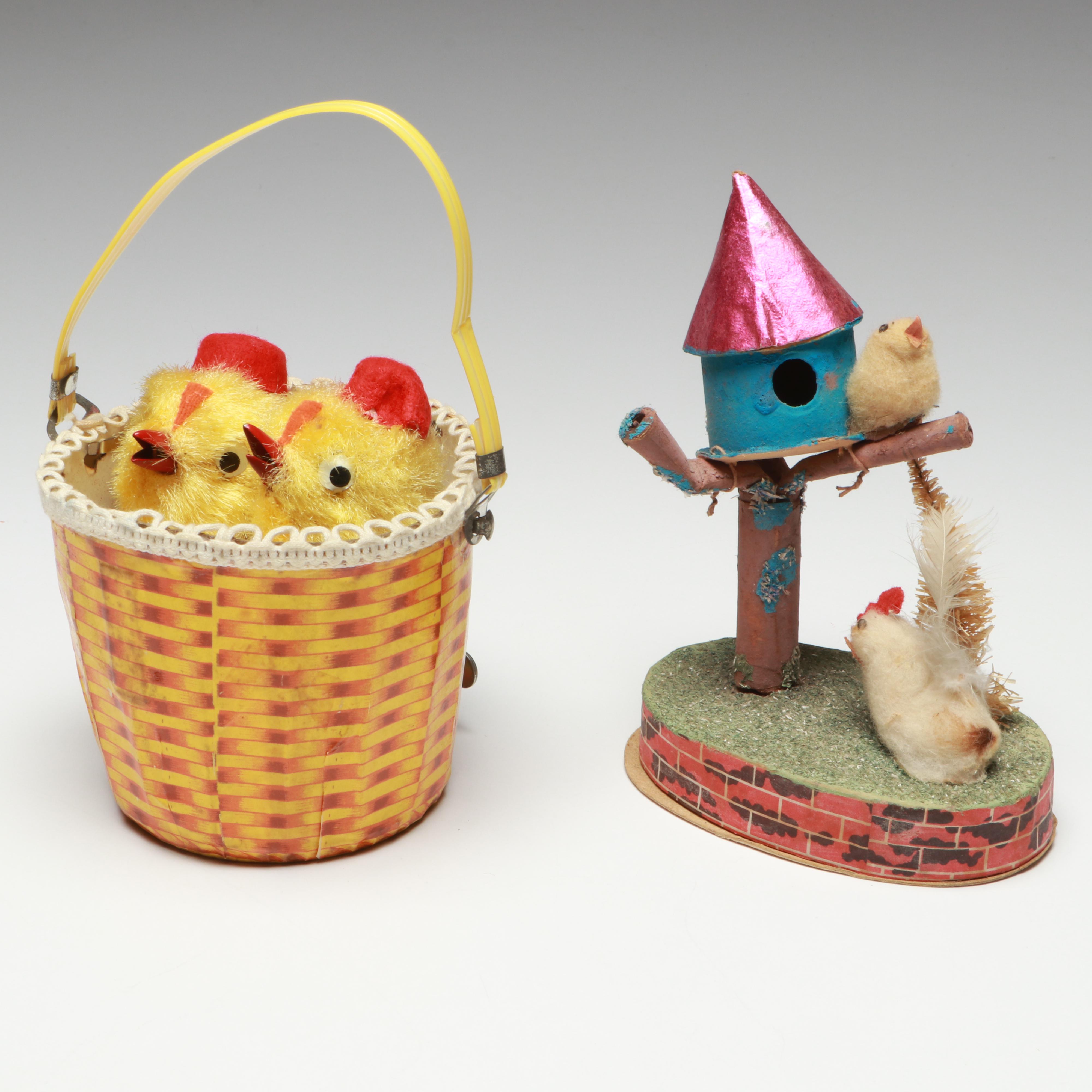 Easter Bunny Wind-Up Toy with Candy Containers and More, Mid-20th Century