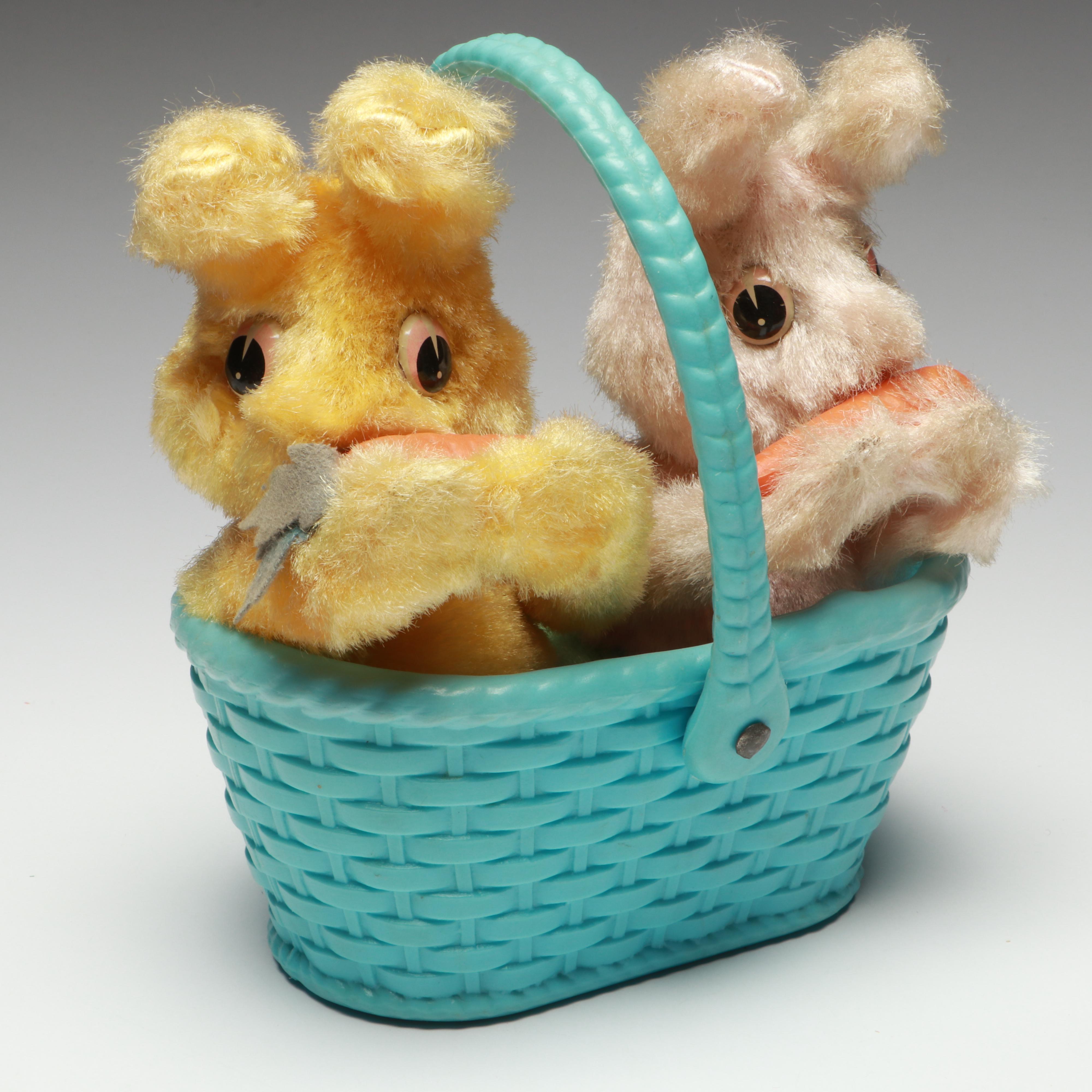 Easter Bunny Wind-Up Toy with Candy Containers and More, Mid-20th Century