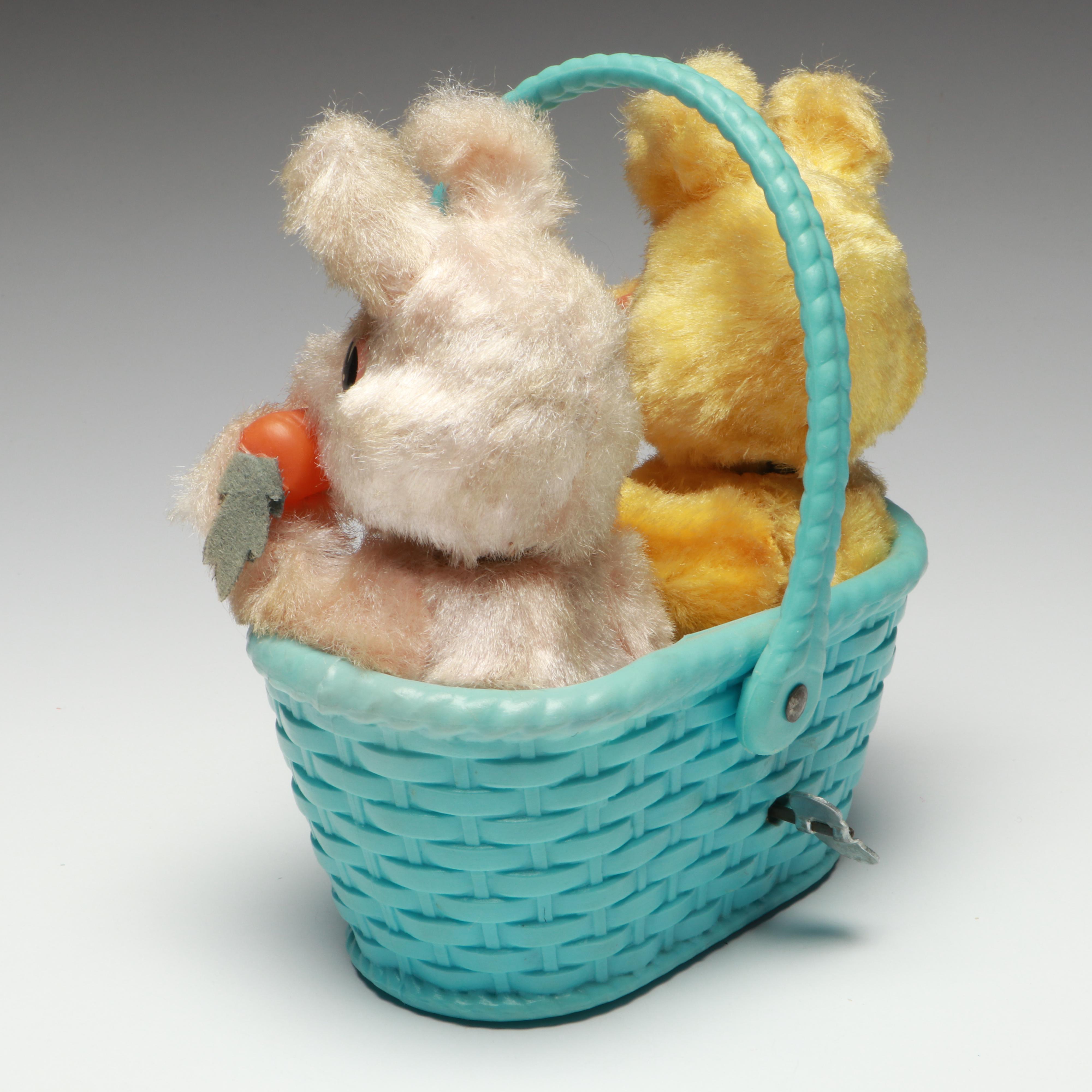 Easter Bunny Wind-Up Toy with Candy Containers and More, Mid-20th Century