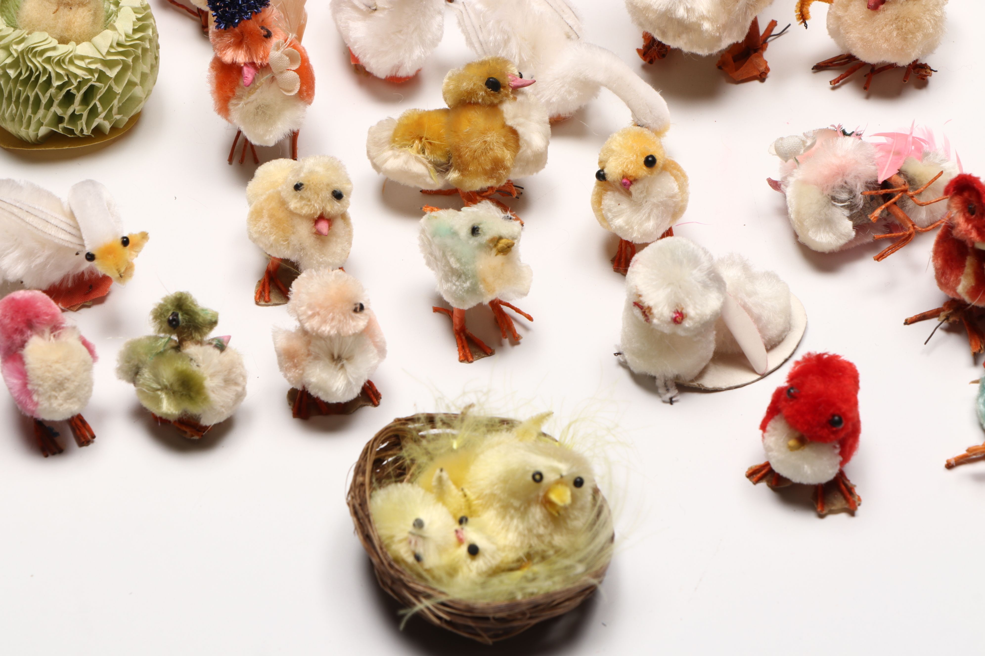 Victorian Style Milk Glass Eggs with Candy Container and Pom Pom Chicks