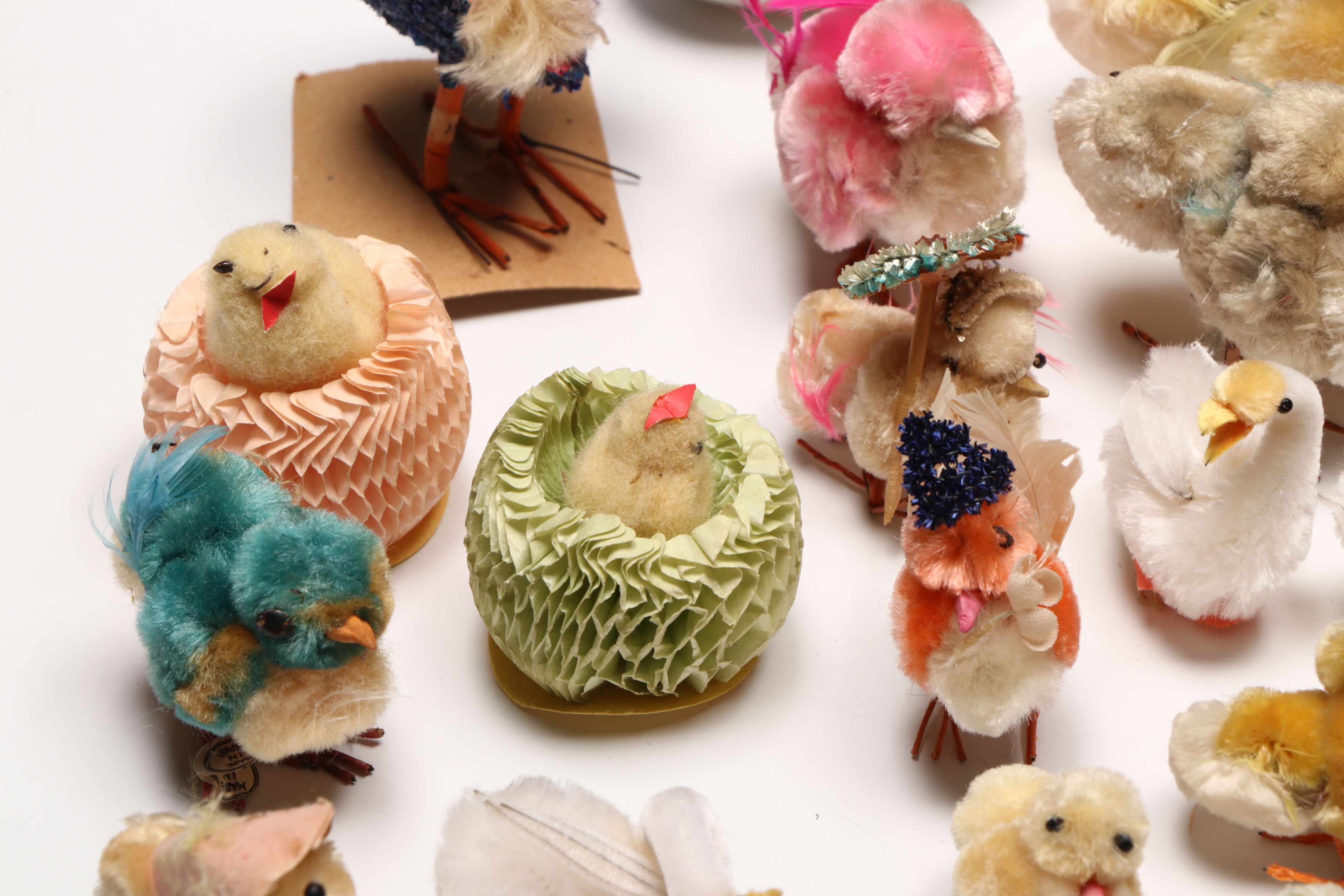 Victorian Style Milk Glass Eggs with Candy Container and Pom Pom Chicks