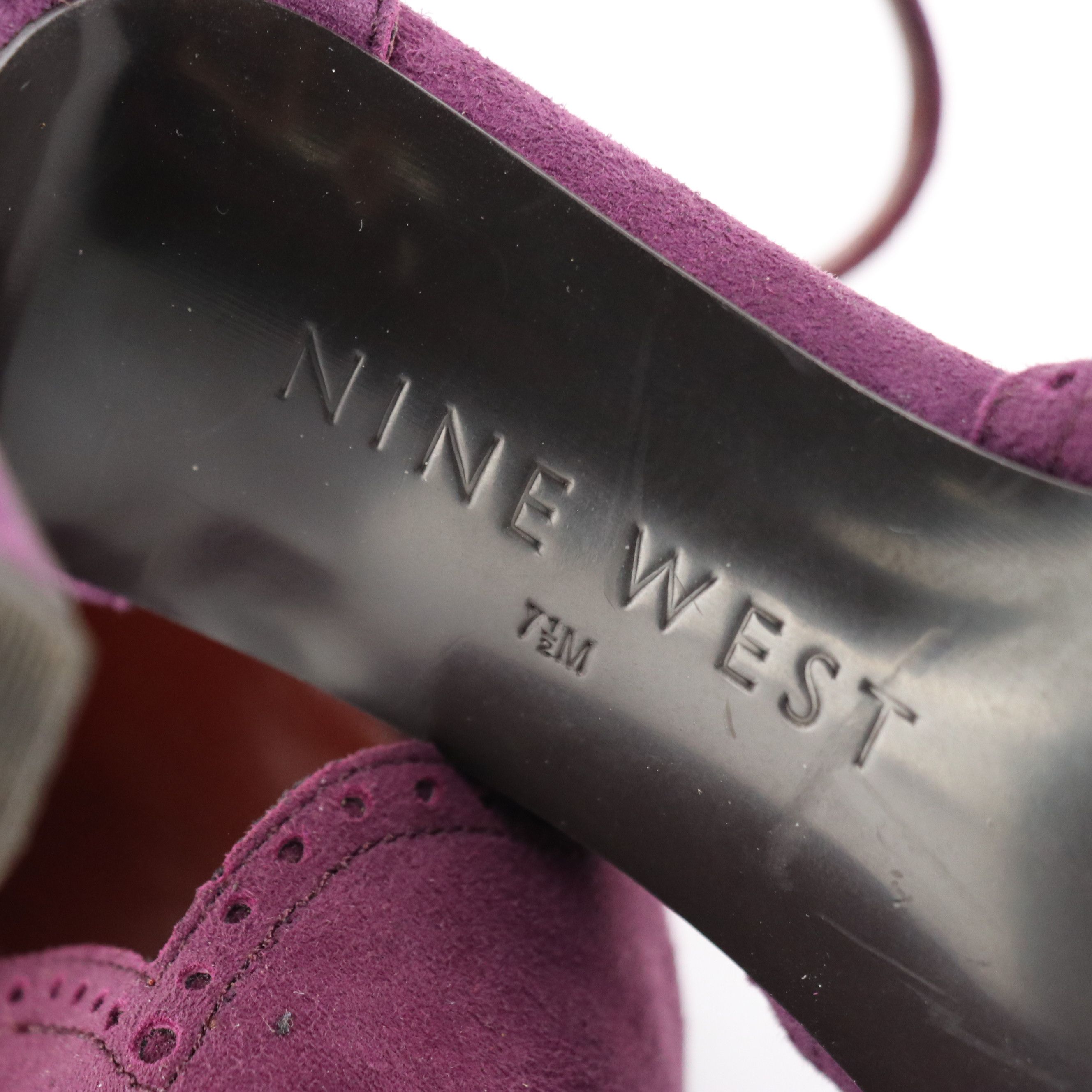 Nine West Grey Leather "Margot" Pumps, Violet Suede "Mandolin" Ankle-Strap Heels