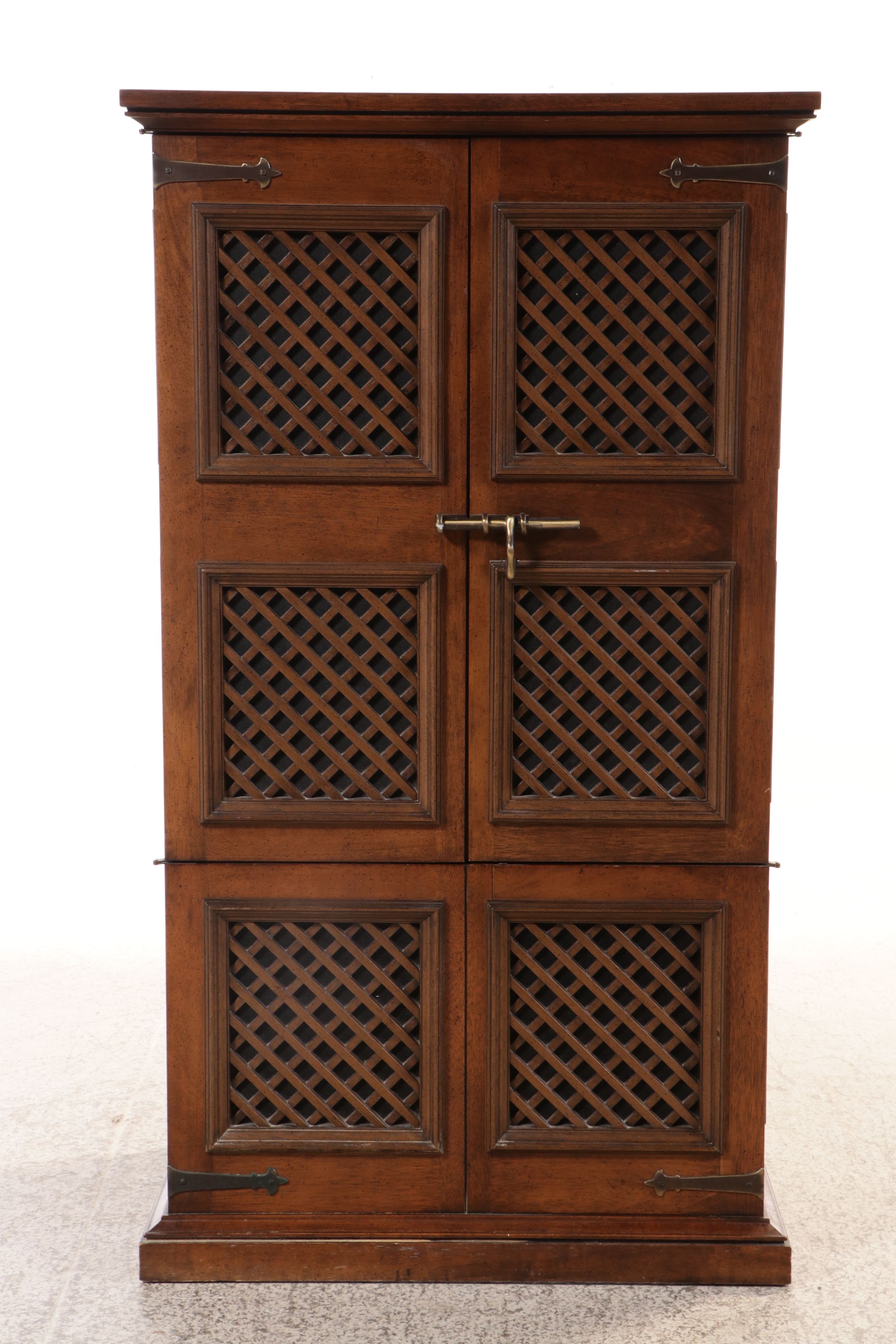 Spanish Style Lattice Front Stereo Cabinet, Mid to Late 20th Century