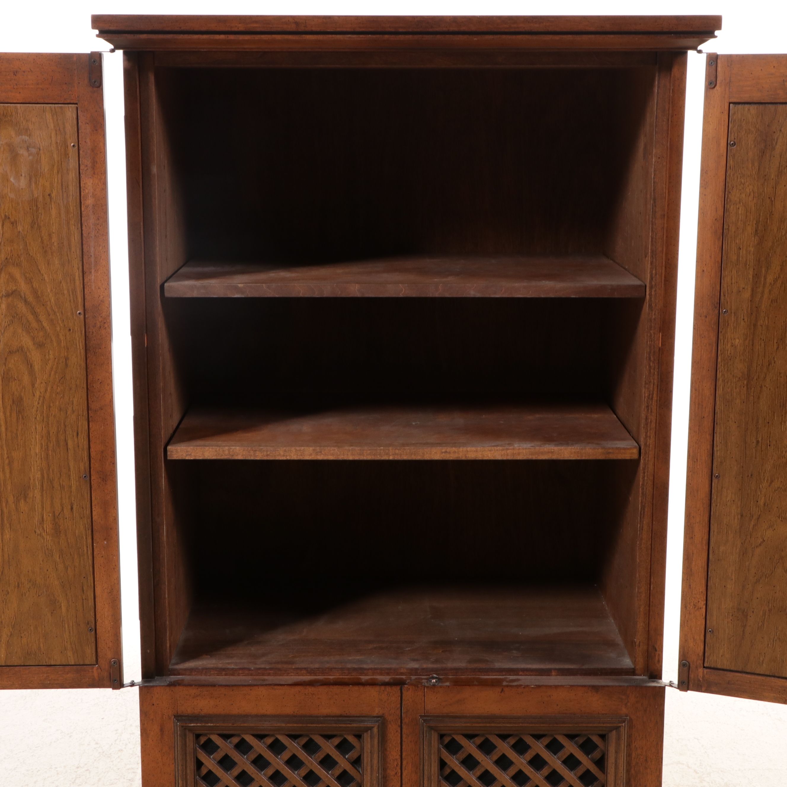 Spanish Style Lattice Front Stereo Cabinet, Mid to Late 20th Century