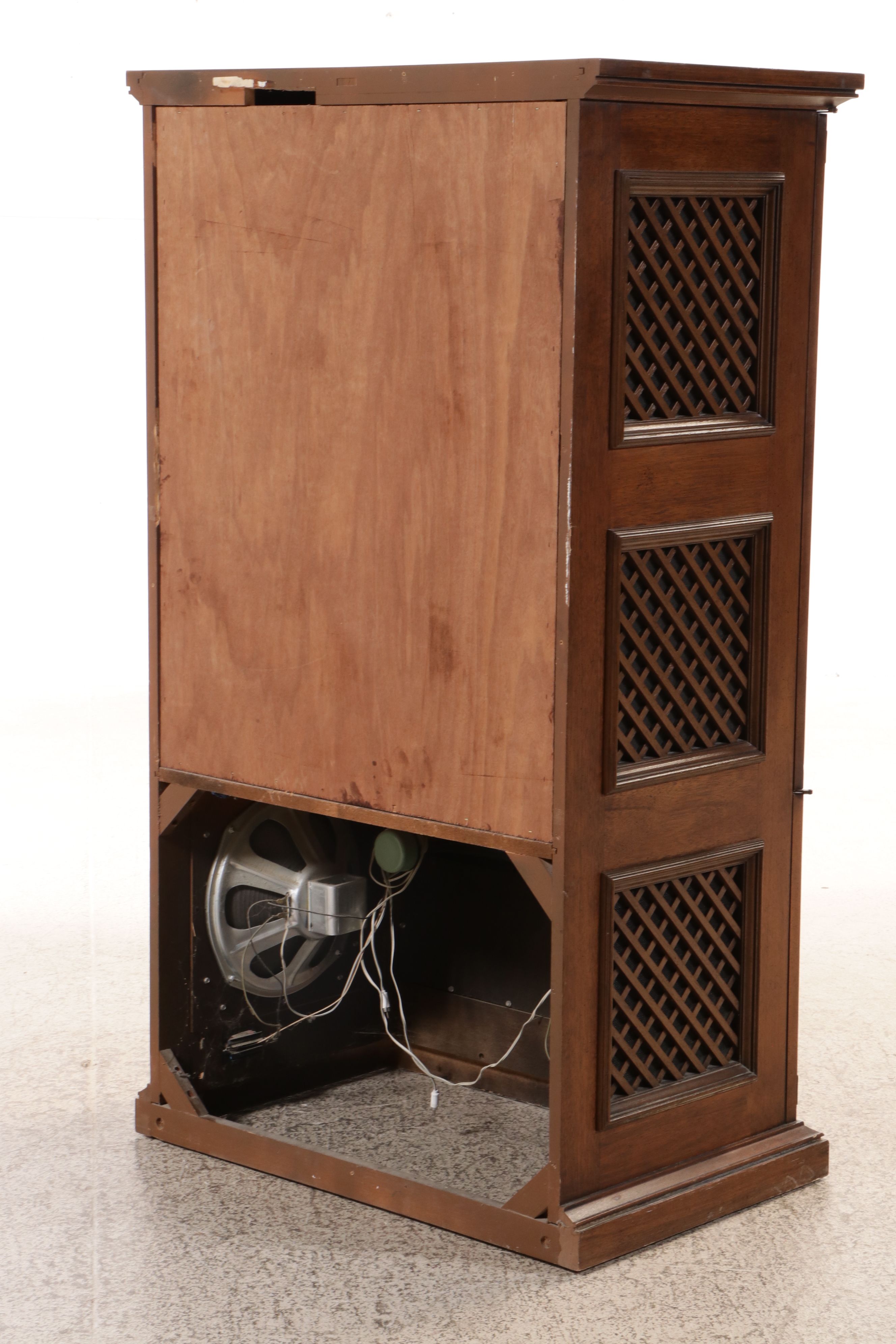 Spanish Style Lattice Front Stereo Cabinet, Mid to Late 20th Century