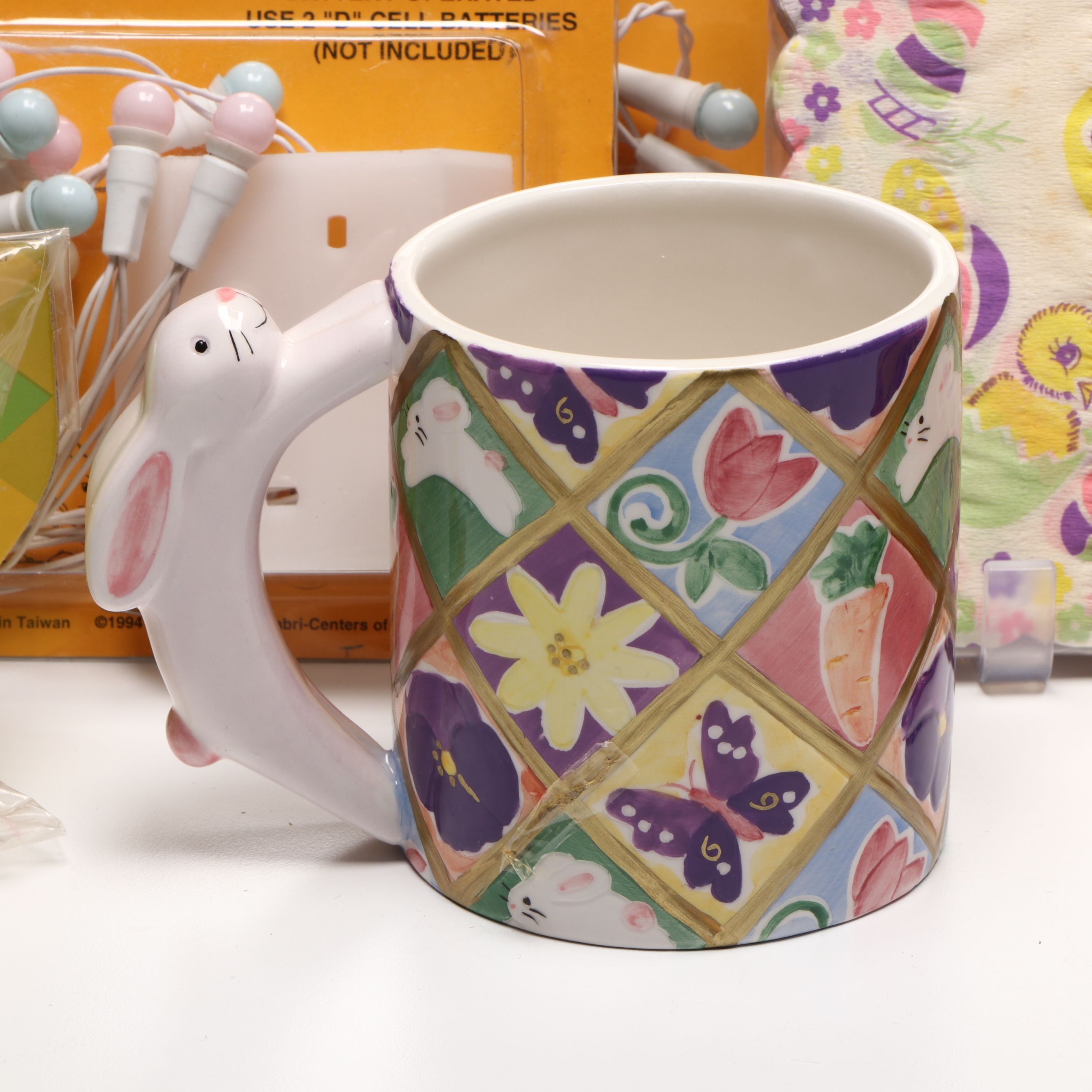 Easter Mini Globe Lights with Papier-Mâché Candy Baskets and Other Decor