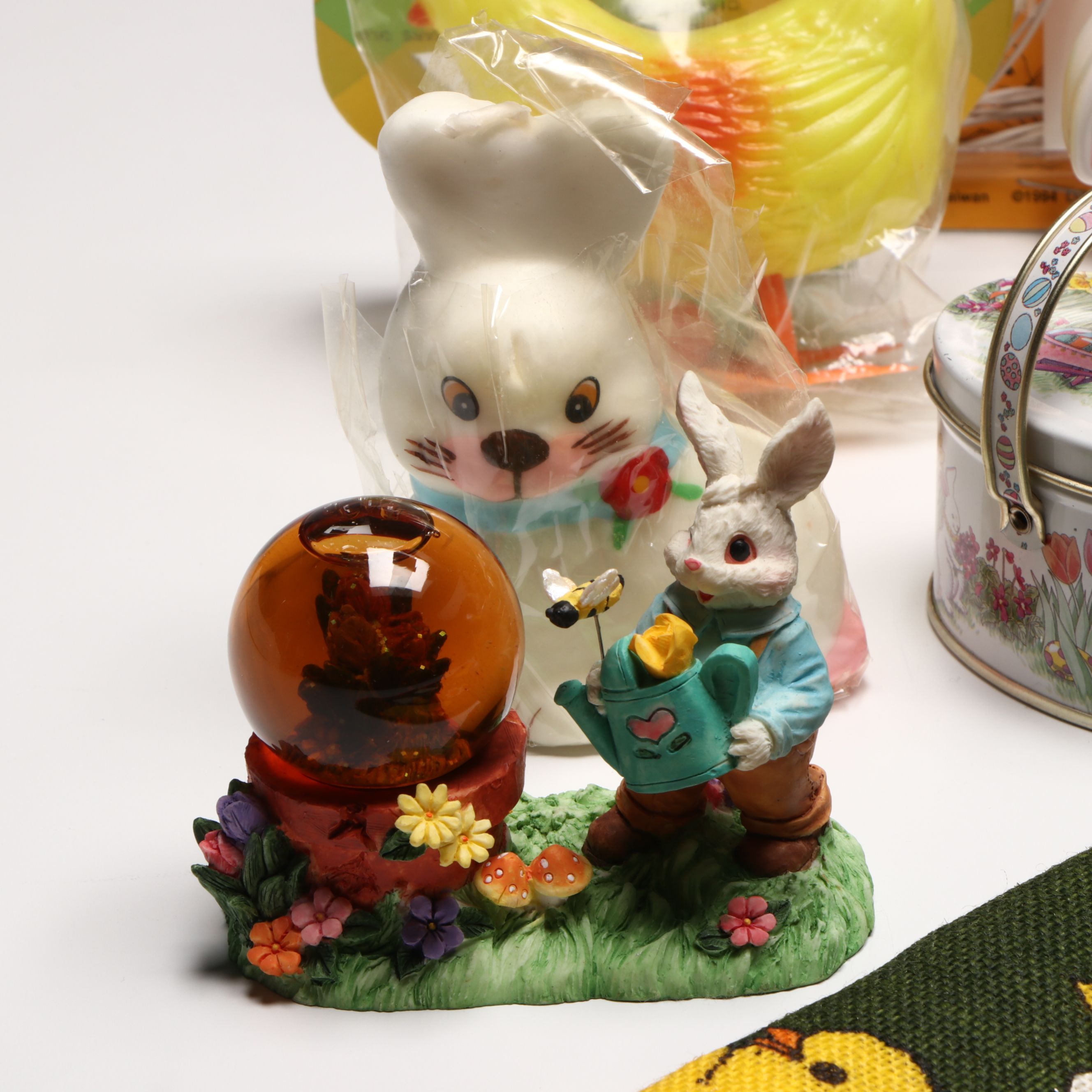 Easter Mini Globe Lights with Papier-Mâché Candy Baskets and Other Decor