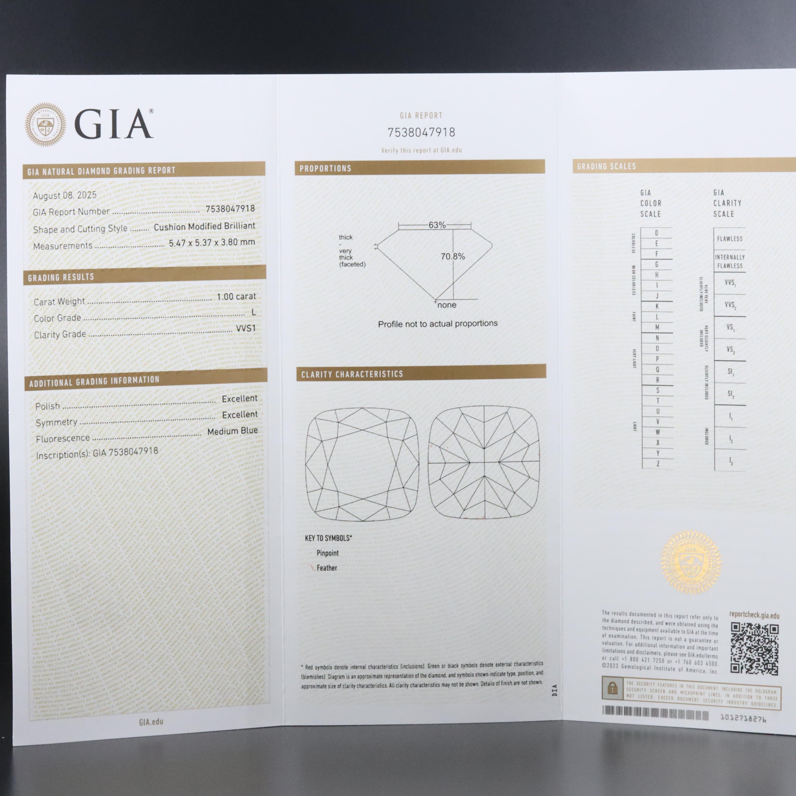 Platinum 1.00 CT Diamond Solitaire Ring with GIA Report